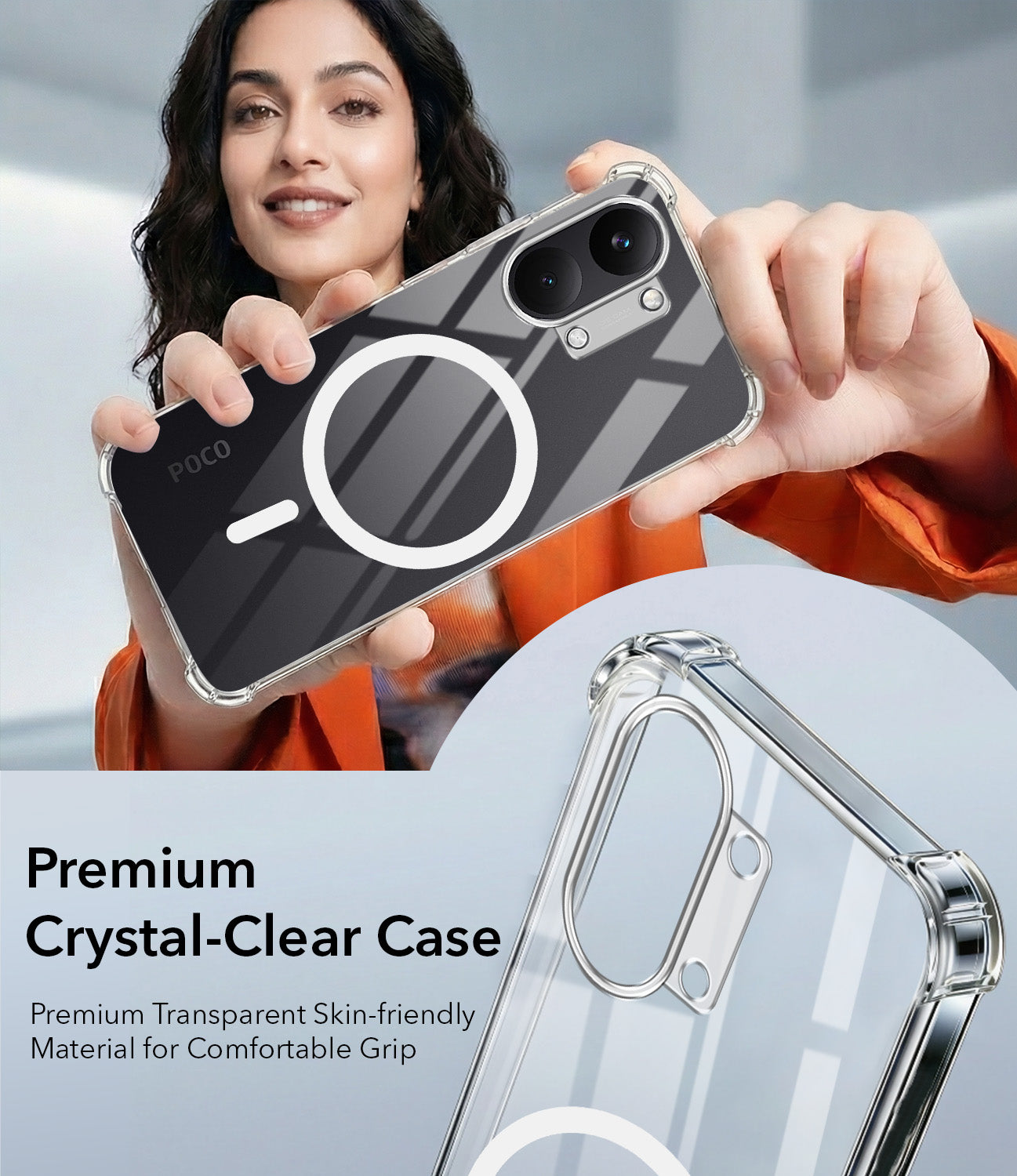 For Poco X8 Pro Max 5G Back Cover Shockproof Crystal-Clear (Magsafe Wireless Support | Drop & Camera Protection | Hard Polycarbonate)