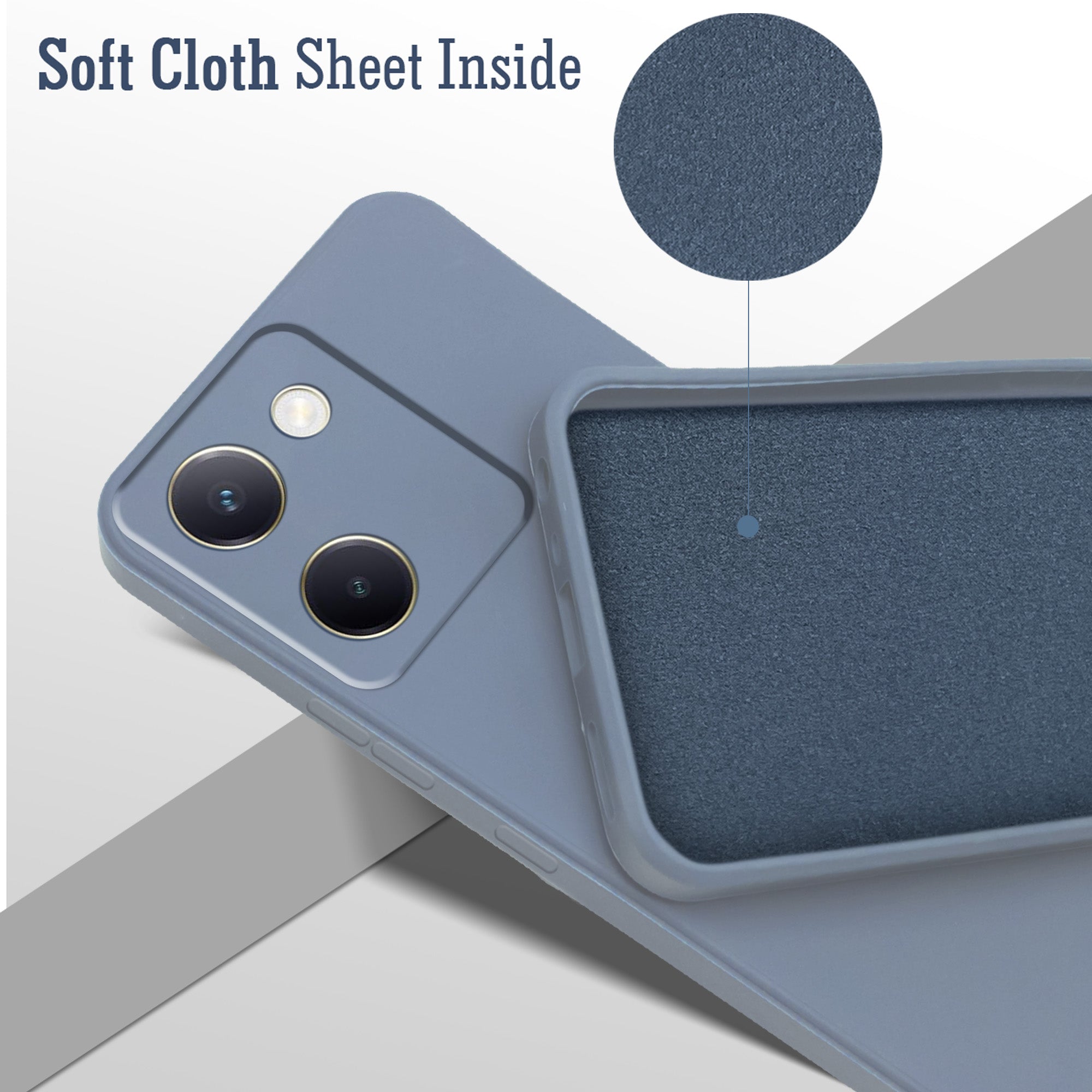 For Vivo Y200 Pro 5G Back Cover Case (Matte Finish Silicone with Inside Fiber Cloth)