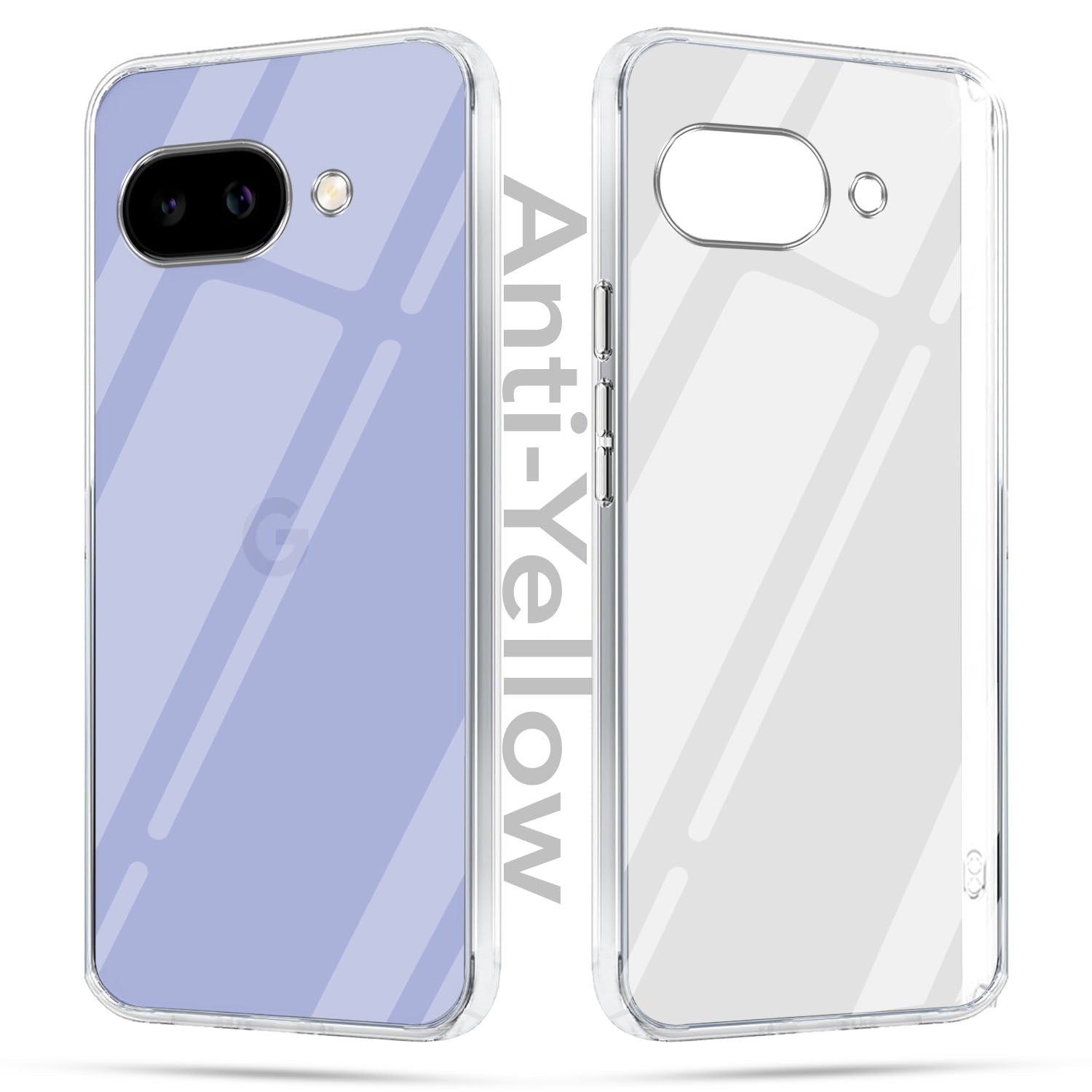 For Google Pixel 9A Combo with Back Cover and 9H Tempered Glass (Lifetime Anti-Yellow | Sleek Hard Crystal | Oleophobic Coating Screen Glass)