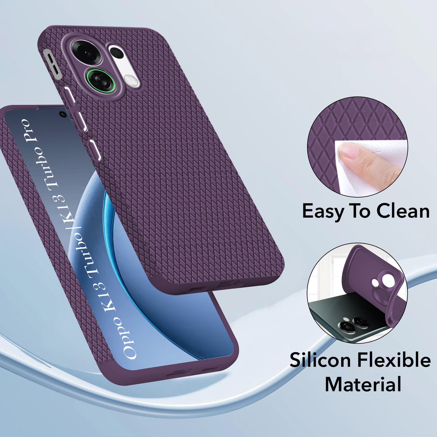 For Oppo K13 Turbo | Oppo K13 Turbo Pro Back Cover Case (Camera Protection | Side Grip Texture | Soft and Flexible)