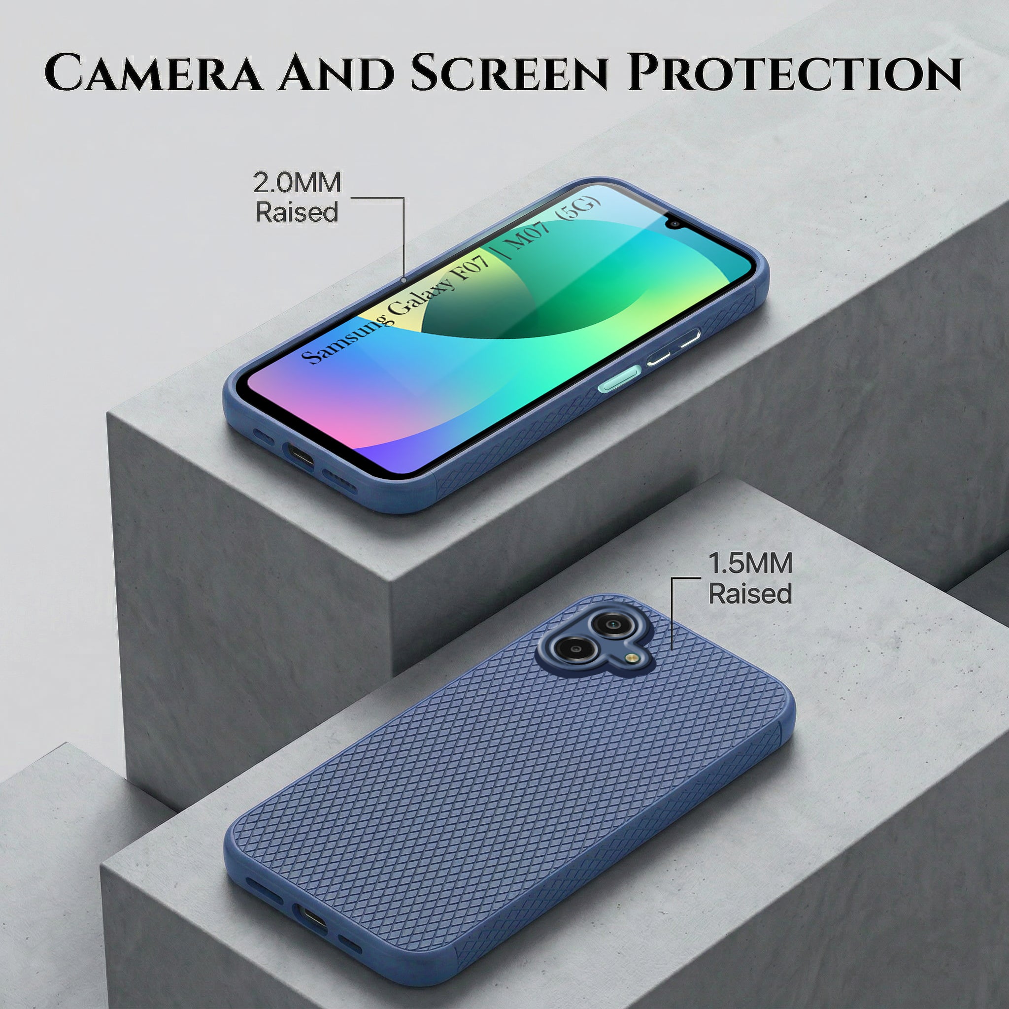 For Samsung Galaxy M07 | Samsung Galaxy F07 Combo with Back Cover and 9H Tempered Glass (Liquid Silicone | Camera Protection | Oleophobic Coating Screen Glass)