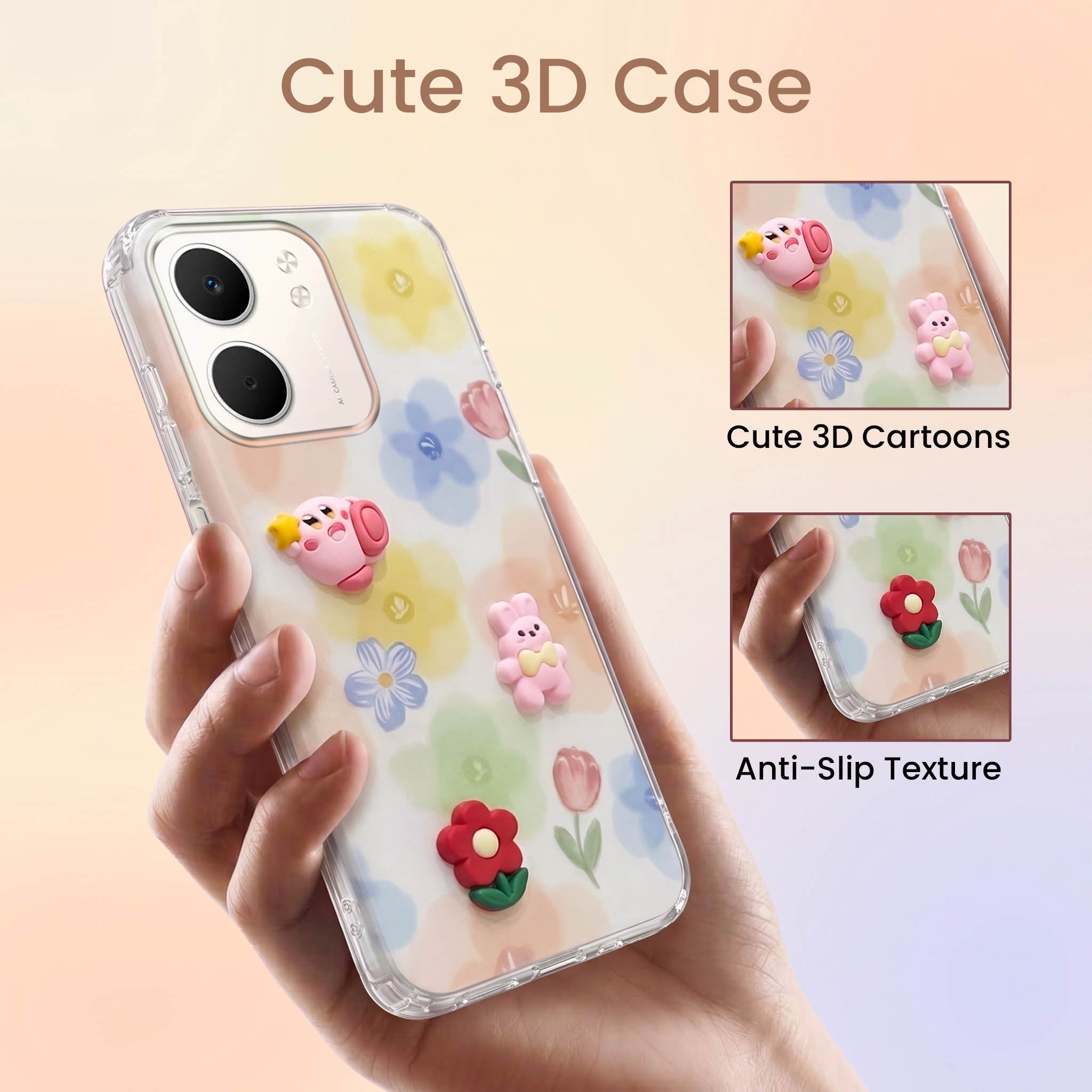 For Oppo A5X Back Cover Case (3D Cute Cartoons | Hard Back Side Soft | Matte Premium Finish | HD Printing)