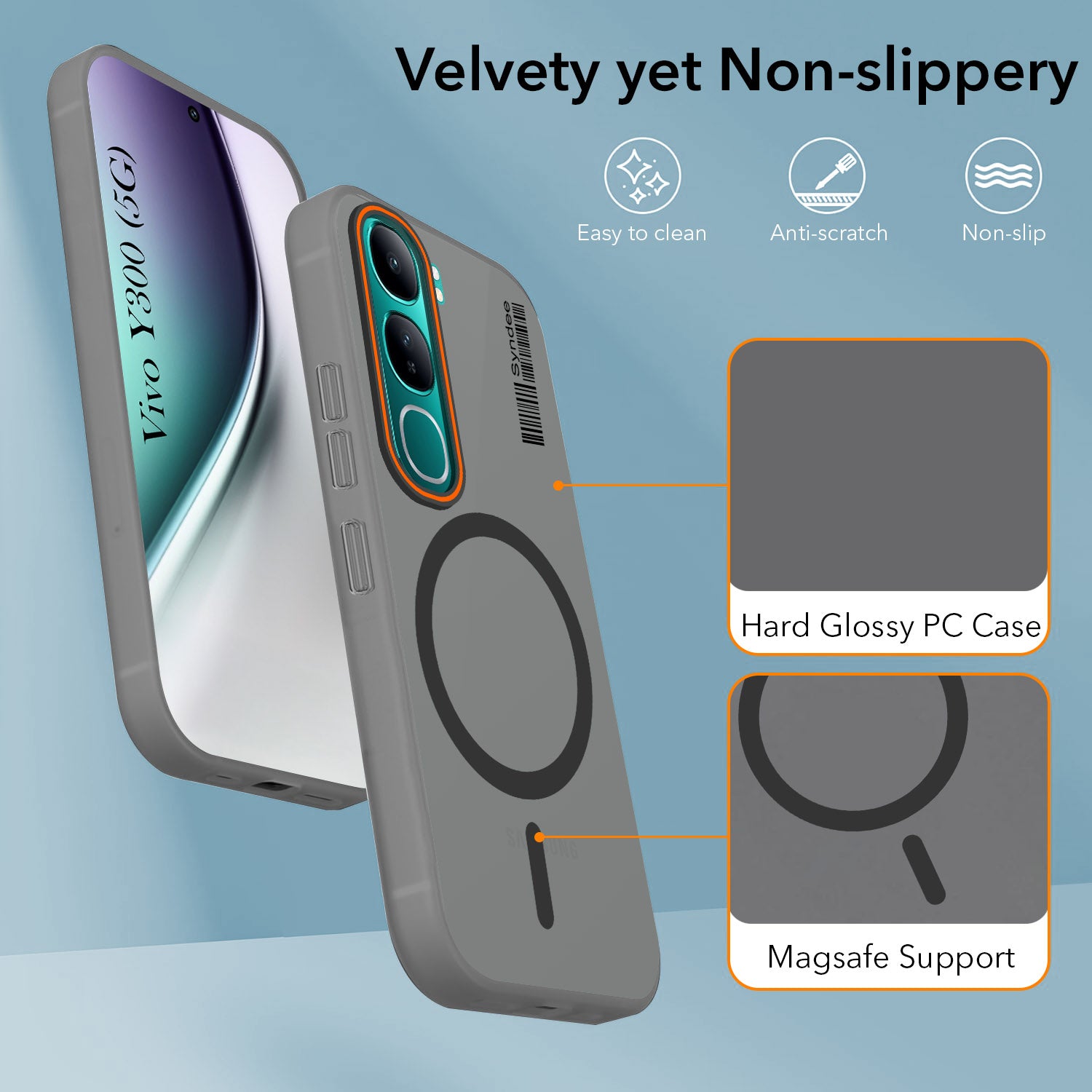 For Vivo Y300 Back Cover Case (Soft Touch | Camera Bump Protection | MagSafe Compatible | Matte Finish)