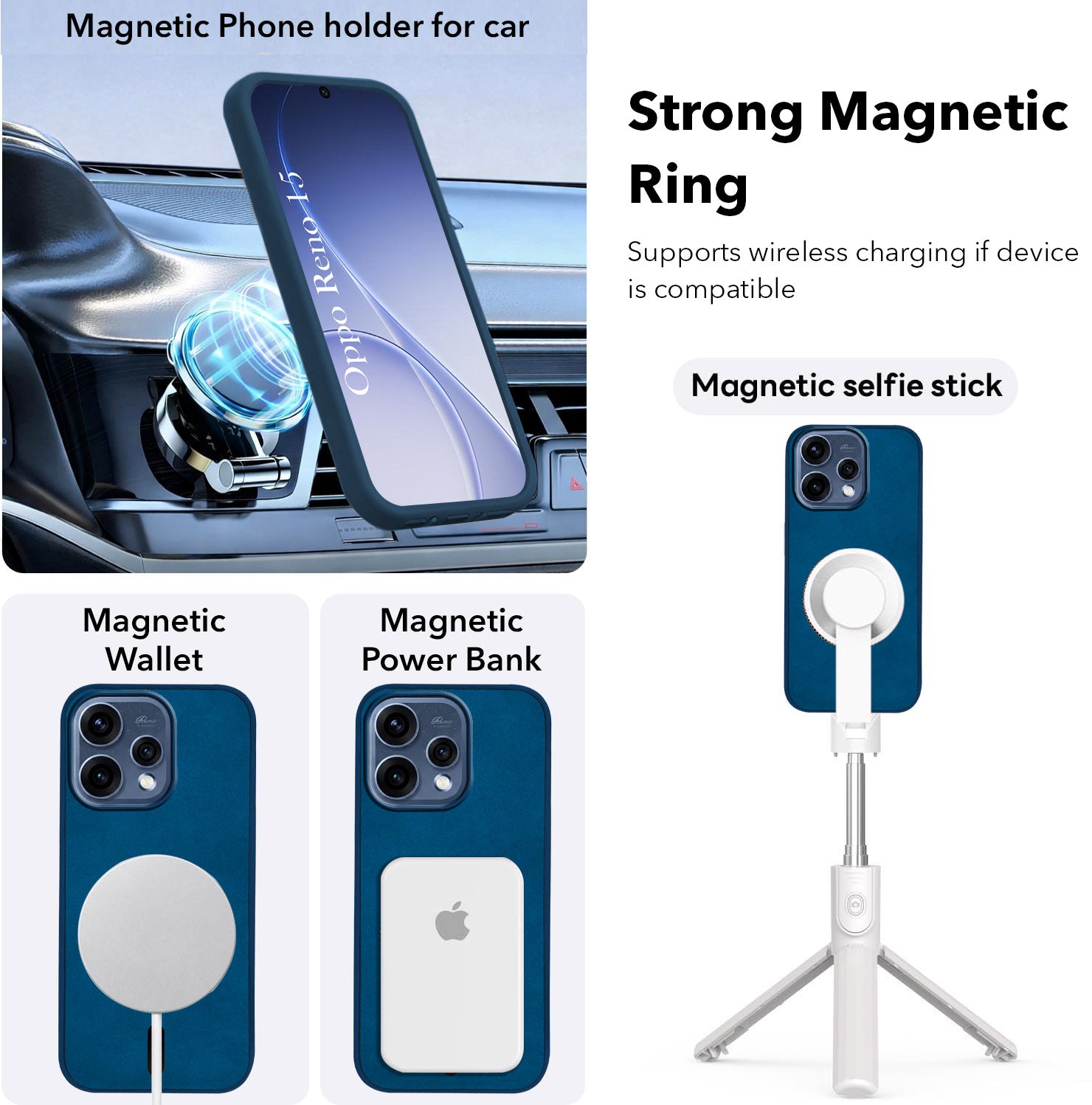 For Oppo Reno15 5G | Oppo Reno 15 5G Back Cover Case Leather Finish (MagSafe Compatible Wireless Charging | Soft Touch | Camera Bump Protection)