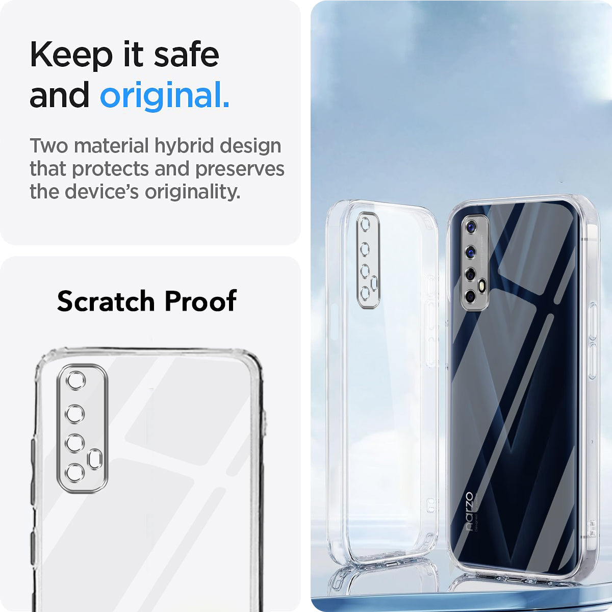 For Realme Narzo 20 Pro Back Cover Case (Clear Shockproof Case with Camera Protection | Soft and Flexible | Transparent)