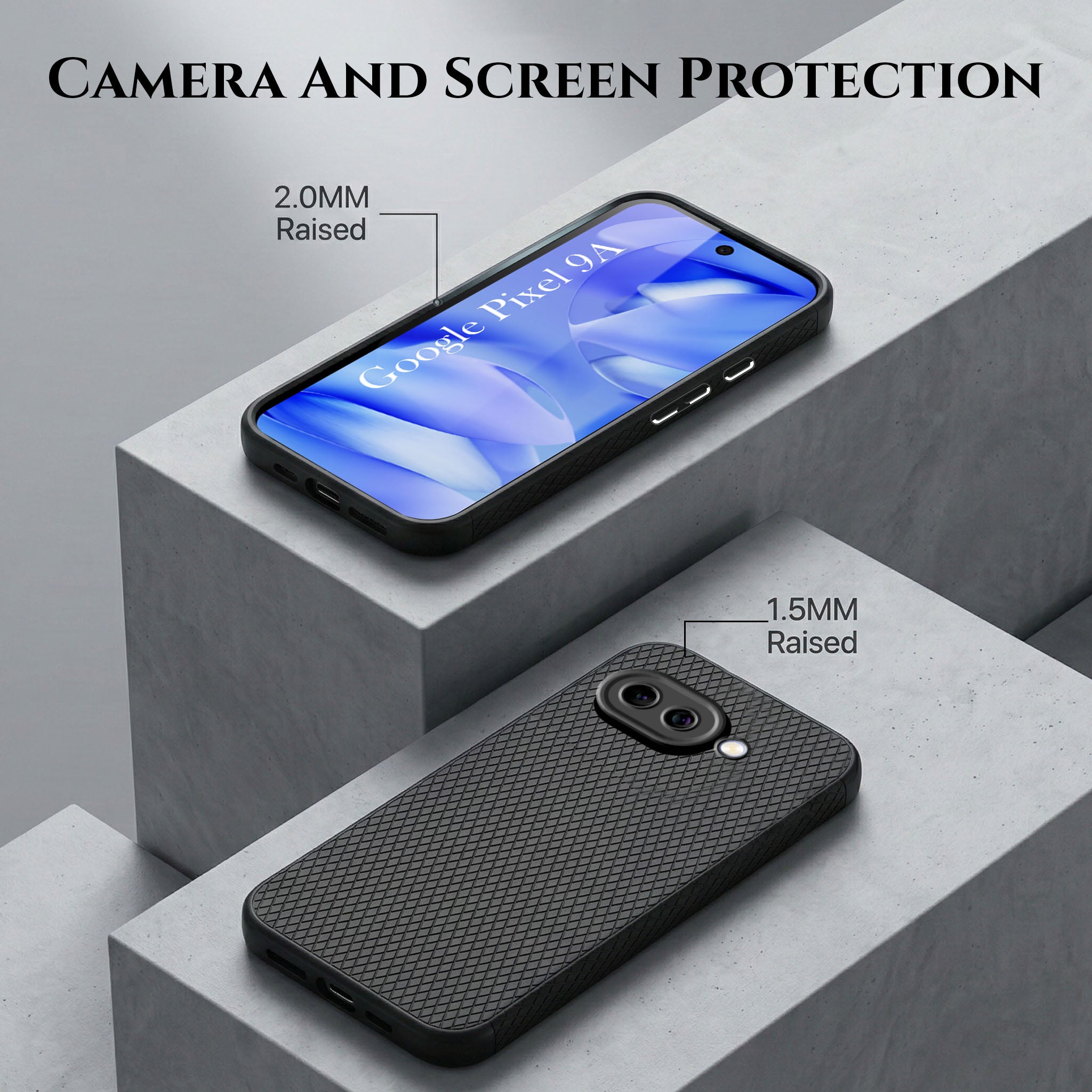 For Google Pixel 9A Combo with Back Cover and 9H Tempered Glass (Liquid Silicone | Camera Protection | Oleophobic Coating Screen Glass)