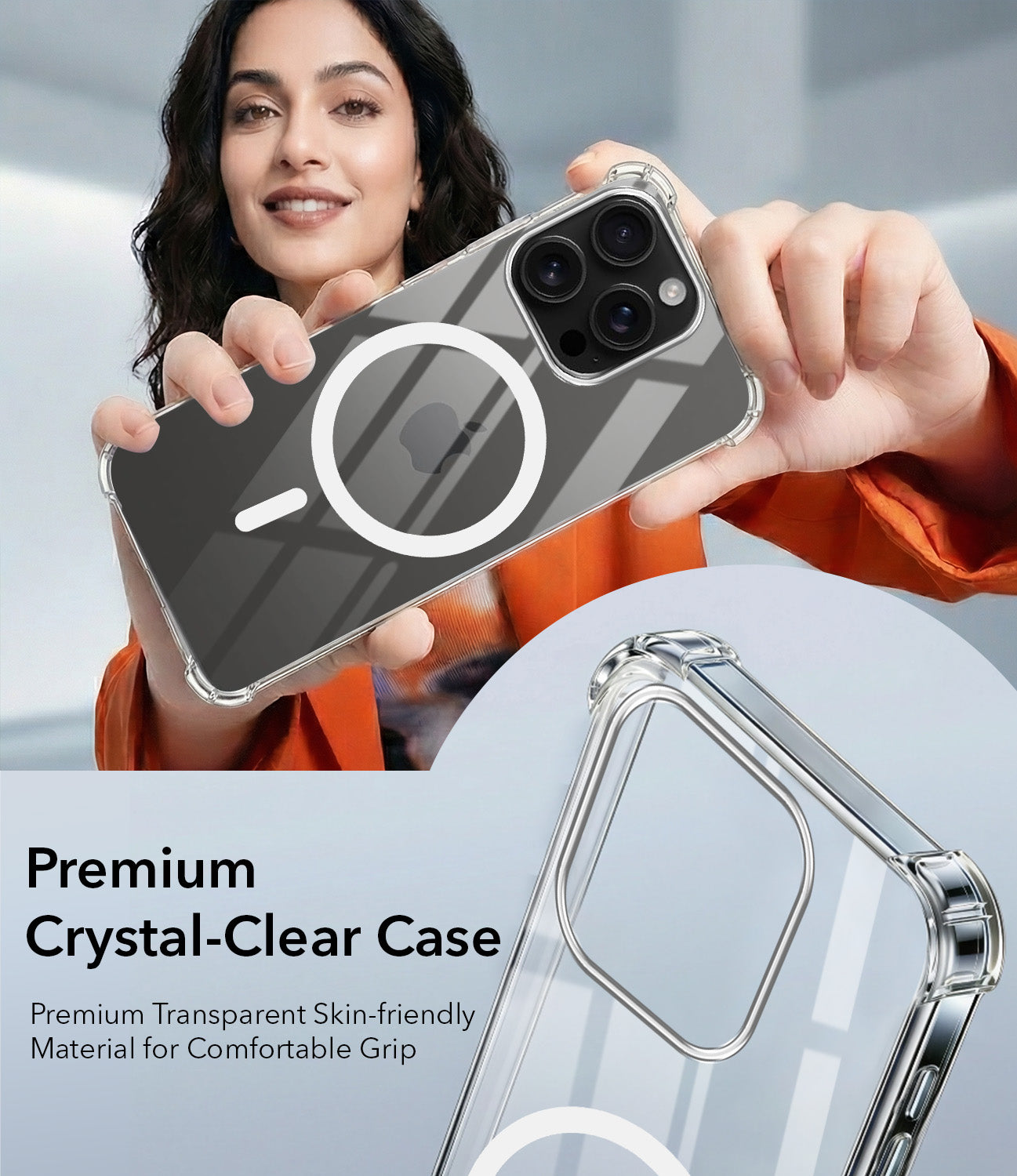 For Apple iPhone 16 Pro Back Cover Shockproof Crystal-Clear (Magsafe Wireless Support | Drop & Camera Protection | Hard Polycarbonate)