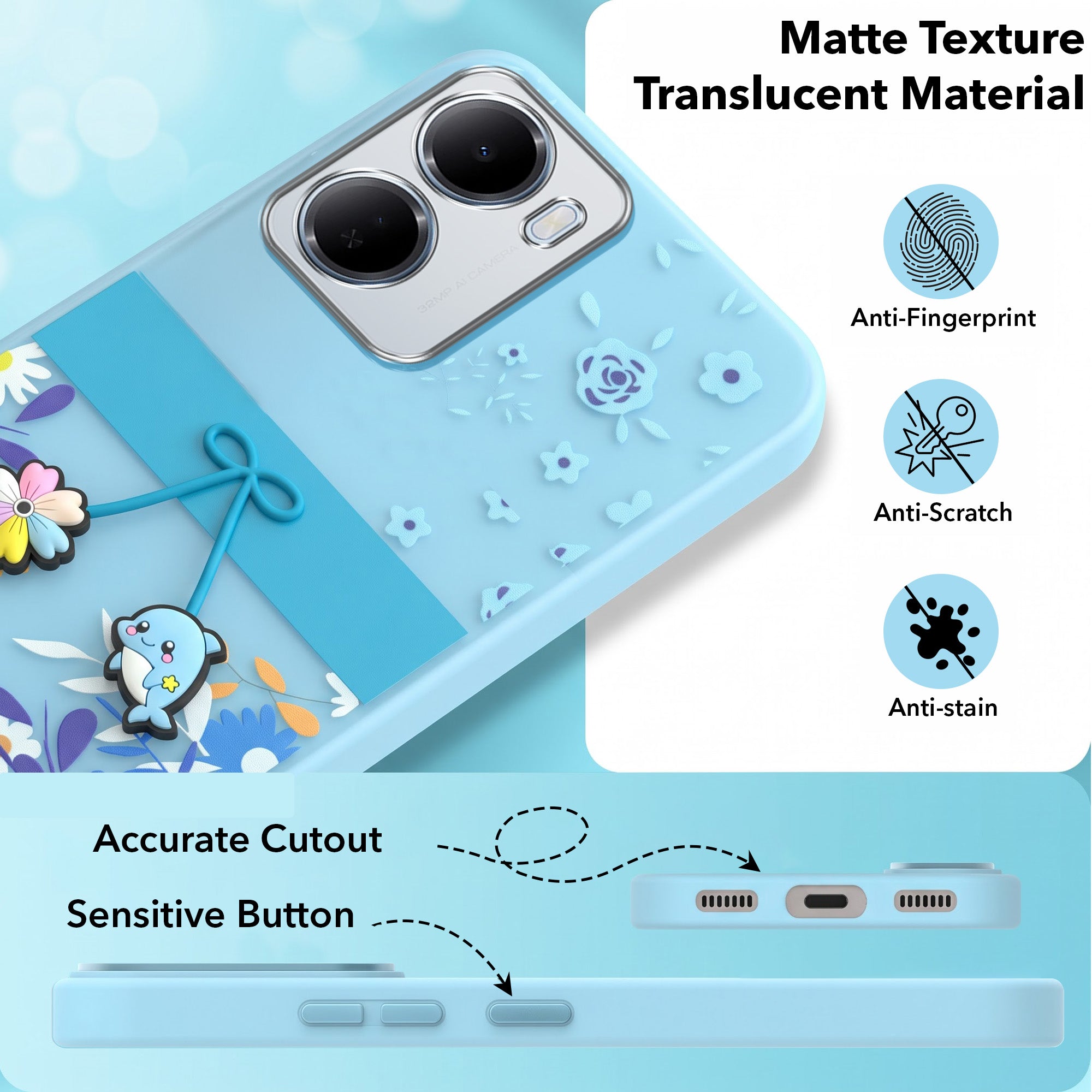 For Redmi 15A 5G Back Cover Case (3D Cute Cartoons | Hard Back Side Soft | Matte Premium Finish | HD Printing)