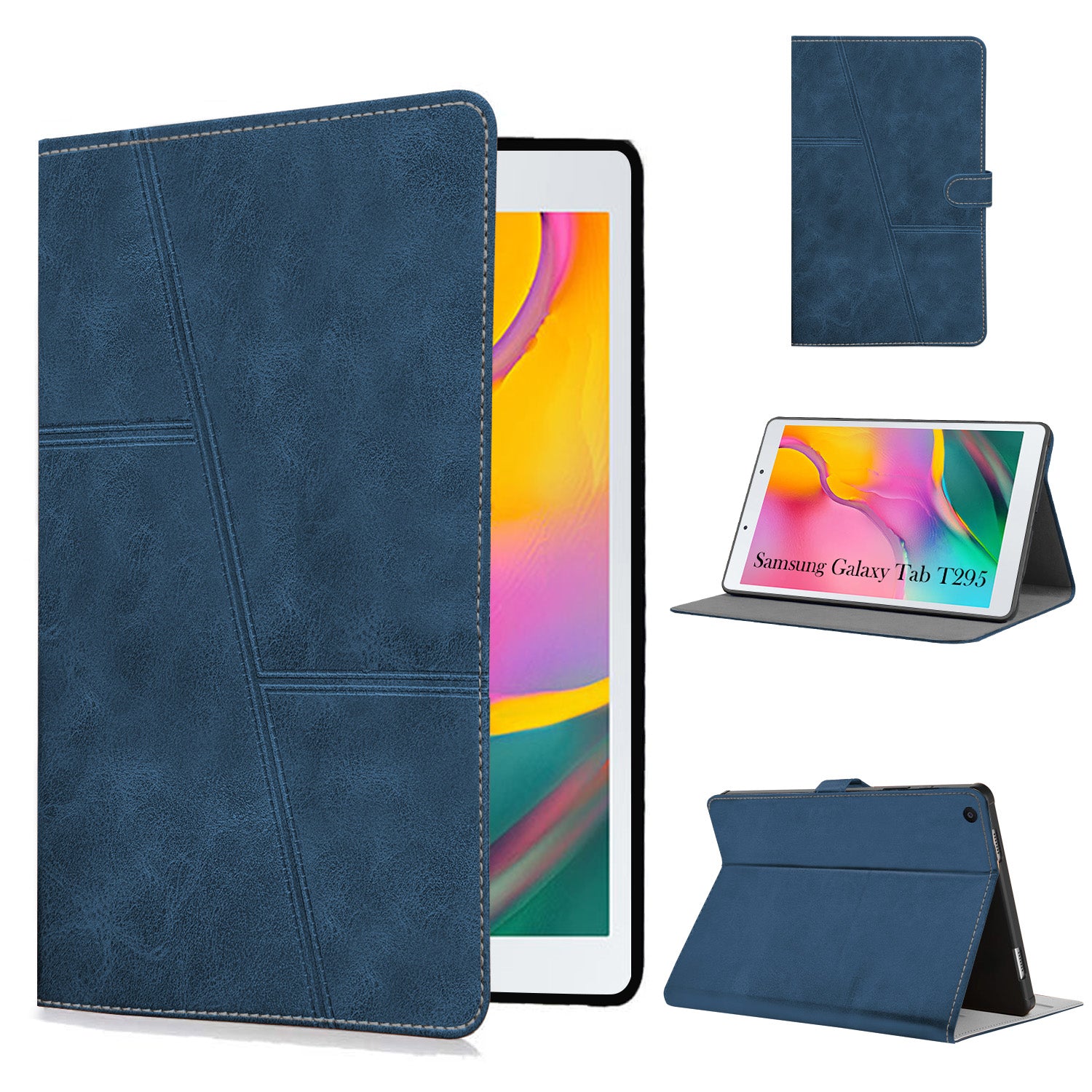 For Flip Cover Folio Case Samsung Galaxy Tab T295 (SM-T290, SM-T295) 8 Inch(PU Leather | Multi-Angle Smart Stand | Card Storage Slots | Silicone Back Pouch)