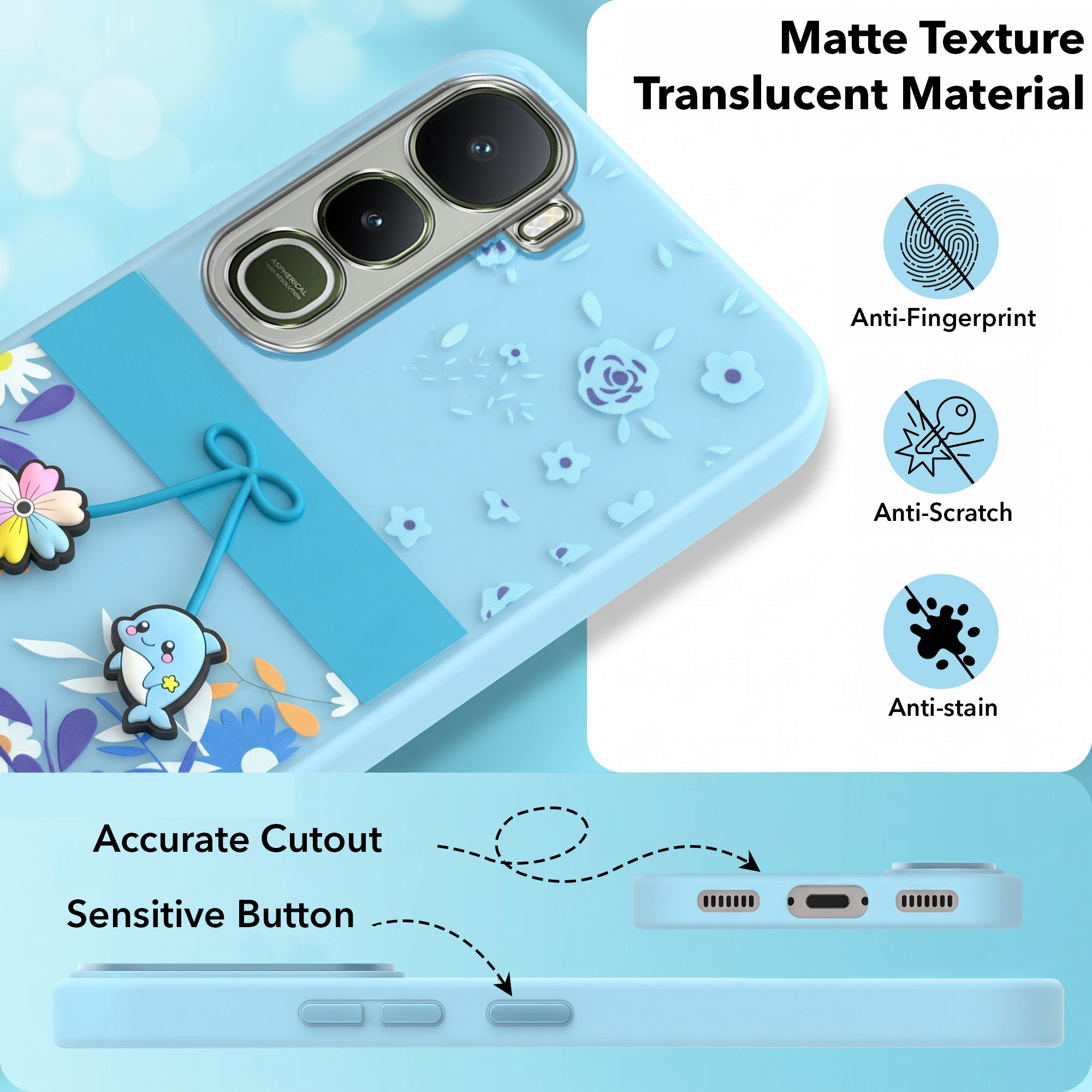 For Vivo Y400 Back Cover Case (3D Cute Cartoons | Hard Back Side Soft | atte Premium Finish | HD Printing)