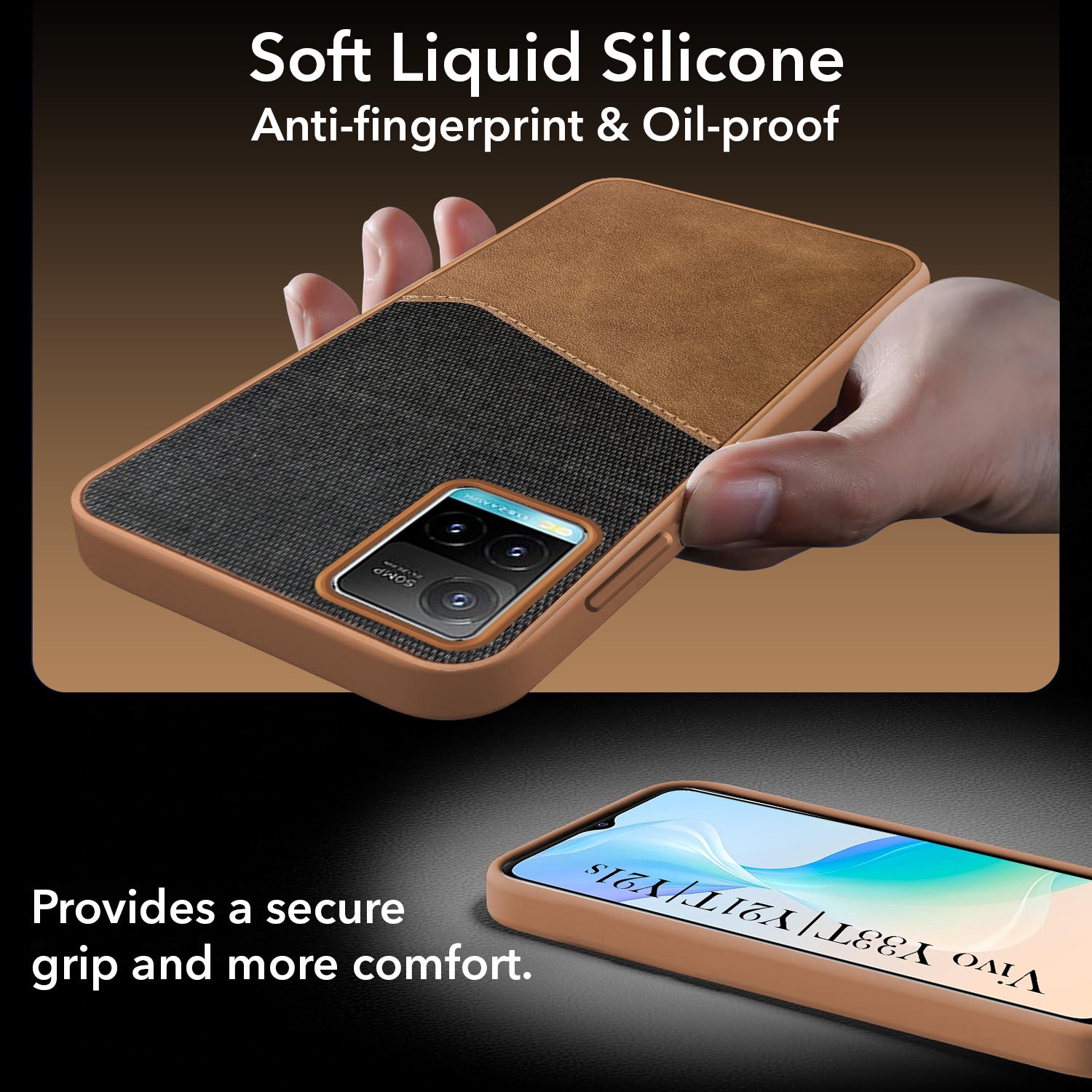 For Vivo Y33T | Vivo Y21T | Vivo Y21s Back Cover Case (Dual PU Leather Stitch | Professional Minimalist | Soft and Flexible)