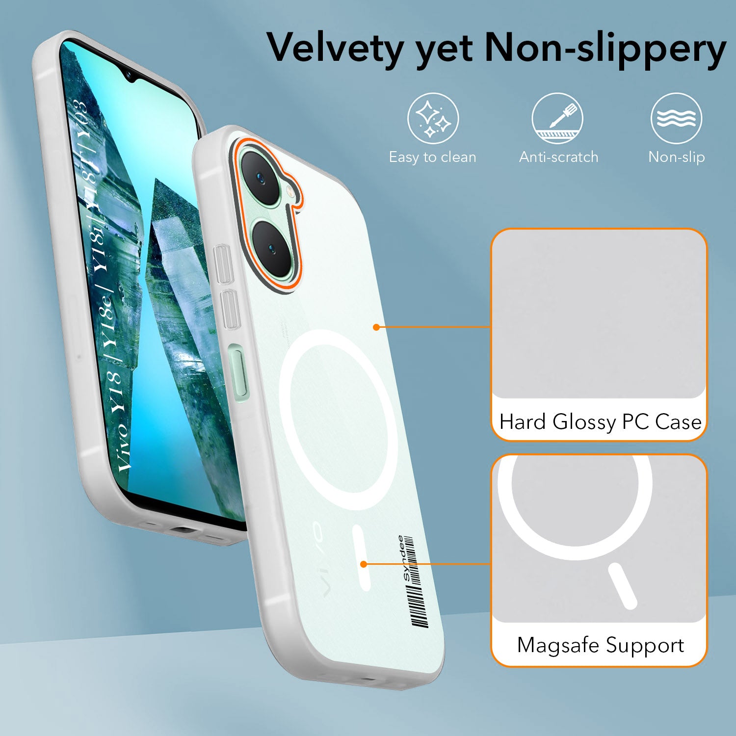 For Vivo Y18 | Y18e | Y03 | Y18i | Y18t Back Cover Case (Soft Touch | Camera Bump Protection | MagSafe Compatible | Matte Finish)