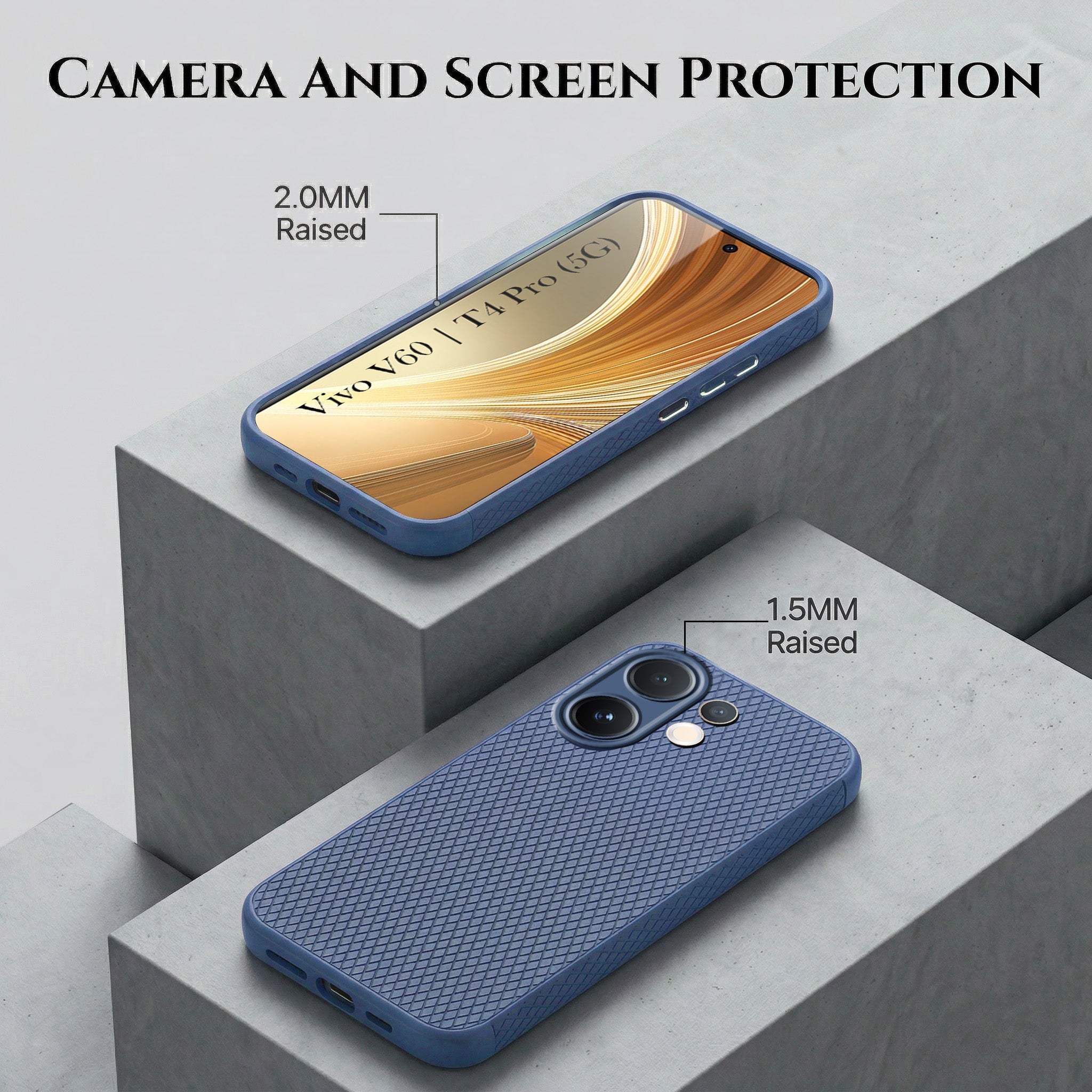 For Vivo V60 | Vivo T4 Pro Combo with Back Cover and 9H Tempered Glass (Liquid Silicone | Camera Protection | Oleophobic Coating Screen Glass)