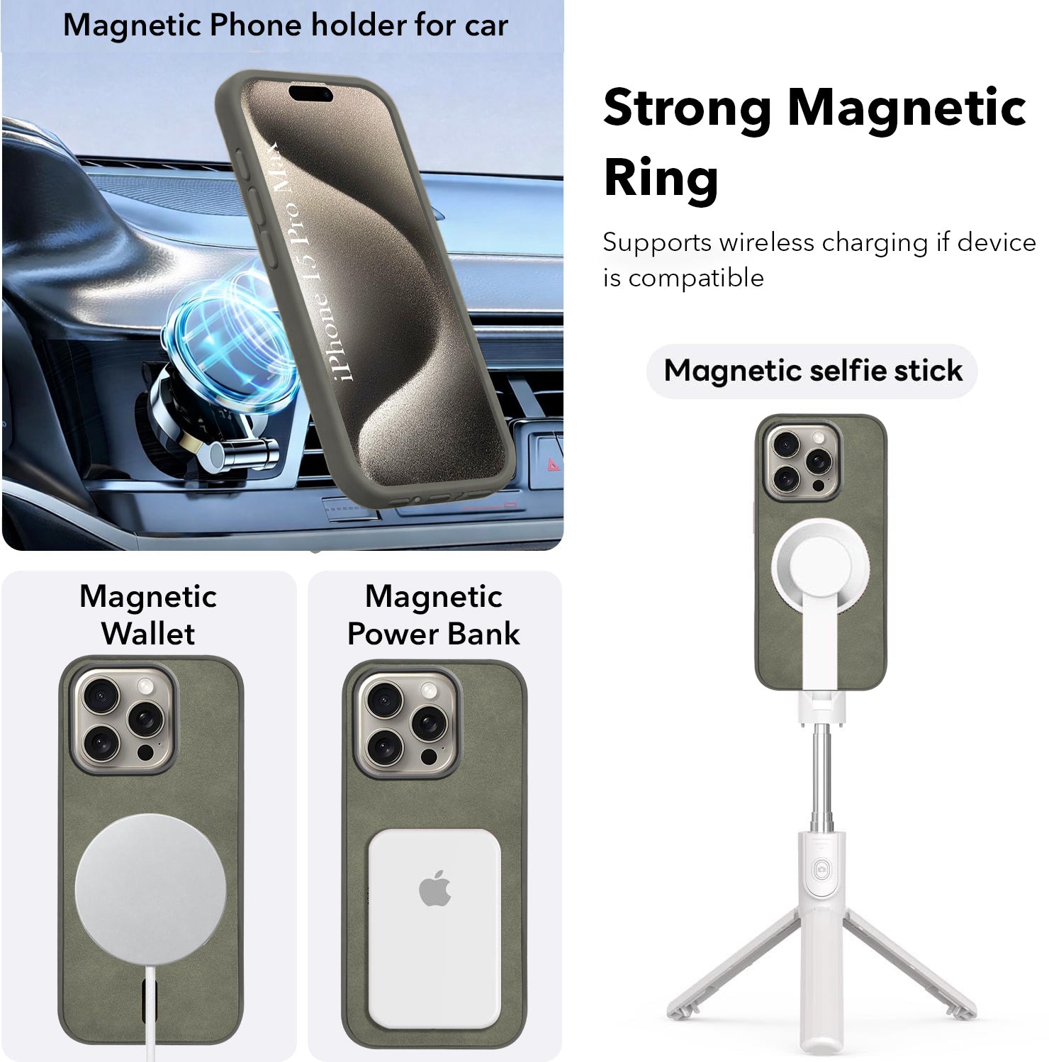 For Apple iPhone 15 Pro Max Back Cover Case (Sleek Leather Finish | MagSafe Compatible Wireless Charging | Camera Bump Protection)