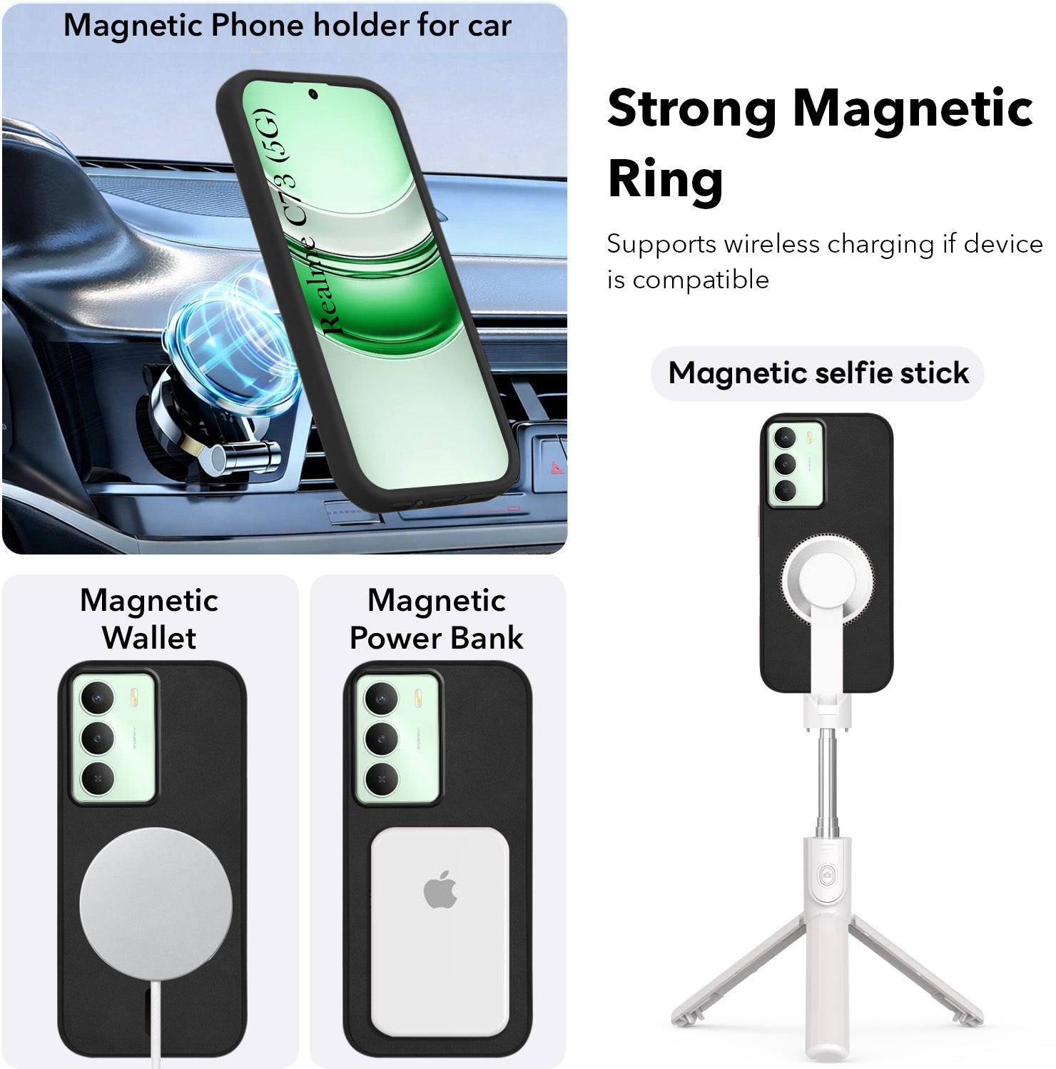 For Realme C73 Back Cover Case Leather Finish (MagSafe Compatible Wireless Charging | Soft Touch | Camera Bump Protection)