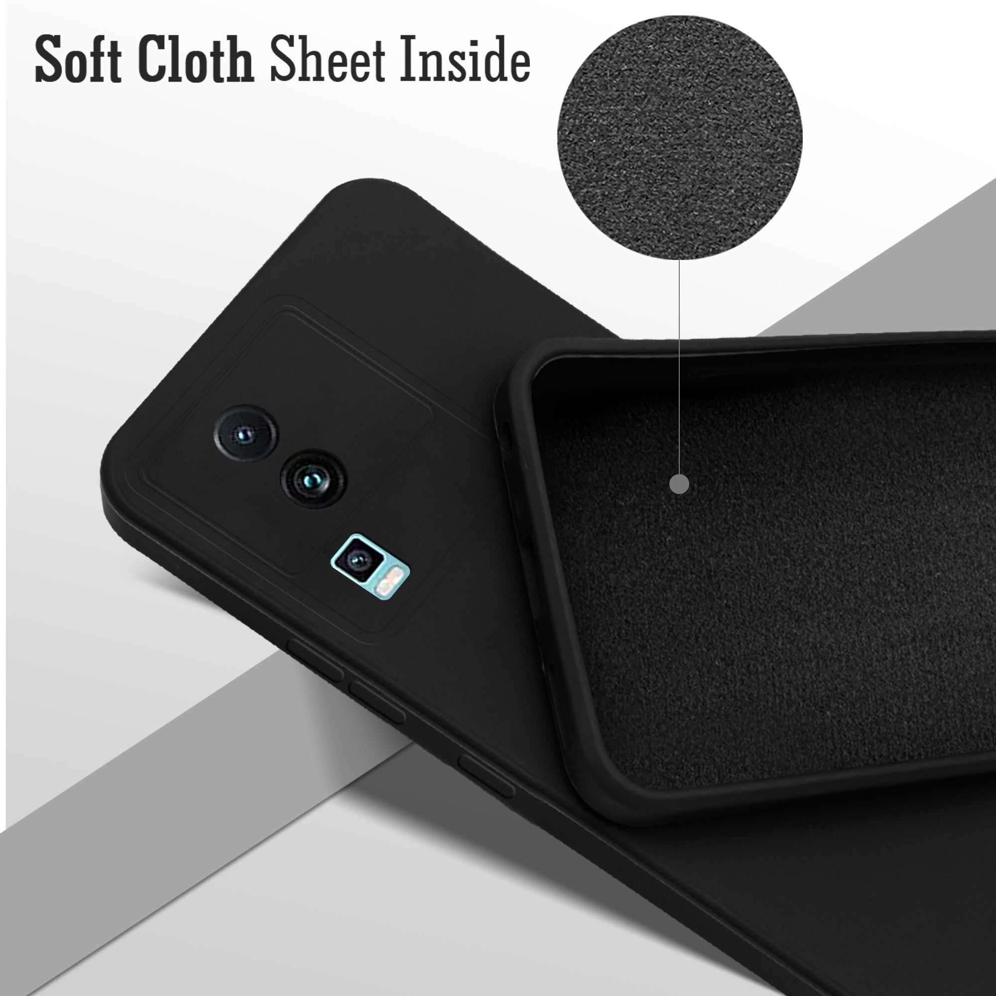 For Vivo iQOO Neo 7 5G Back Cover Case (Matte Finish Silicone with Inside Fiber Cloth)