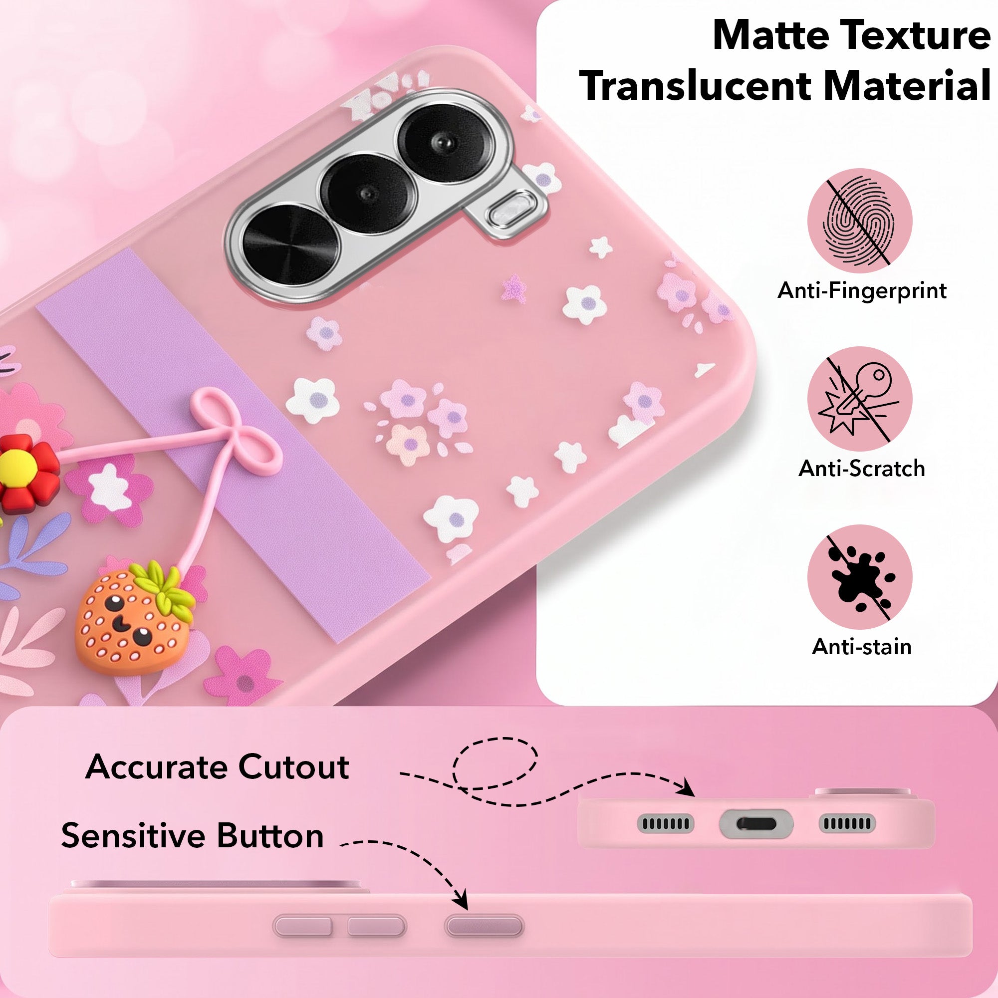For Realme P4x Back Cover Case (3D Cute Cartoons | Hard Back Side Soft | Matte Premium Finish | HD Printing)