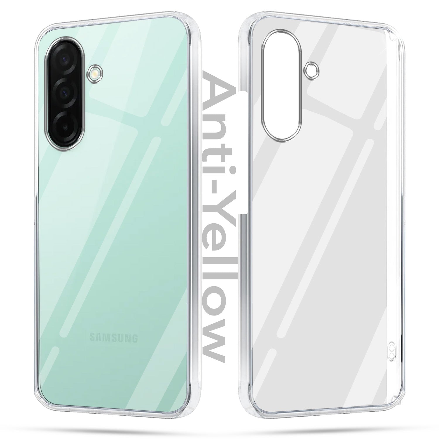 For Samsung Galaxy A26 5G Combo with Back Cover and 9H Tempered Glass ( Lifetime Anti-Yellow | Sleek Hard Crystal | Oleophobic Coating Screen Glass)
