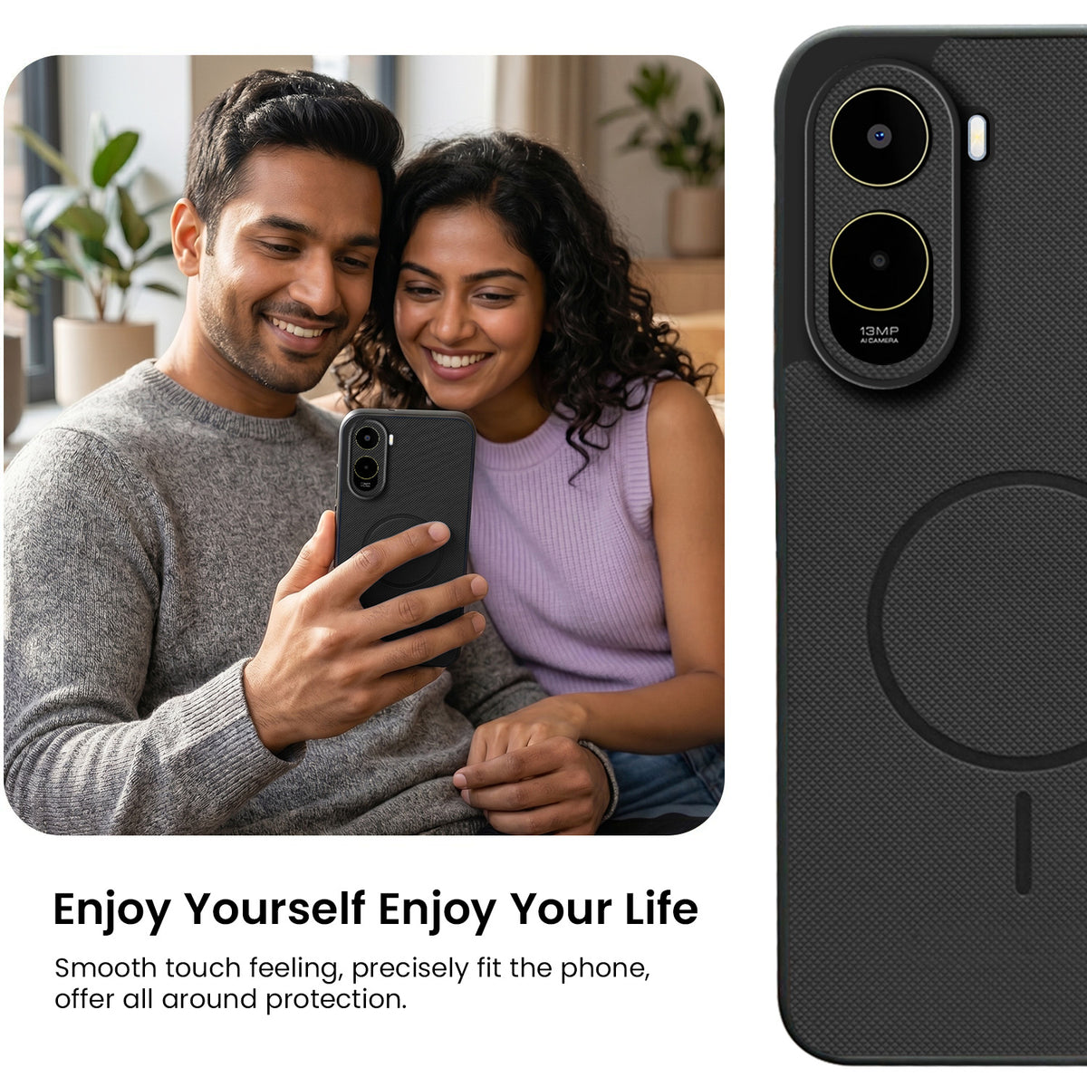 For Poco C81 5G Back Cover Case PU Leather (Texture Grip Design | Professional Minimalist | Camera Protection | Soft and Flexible)
