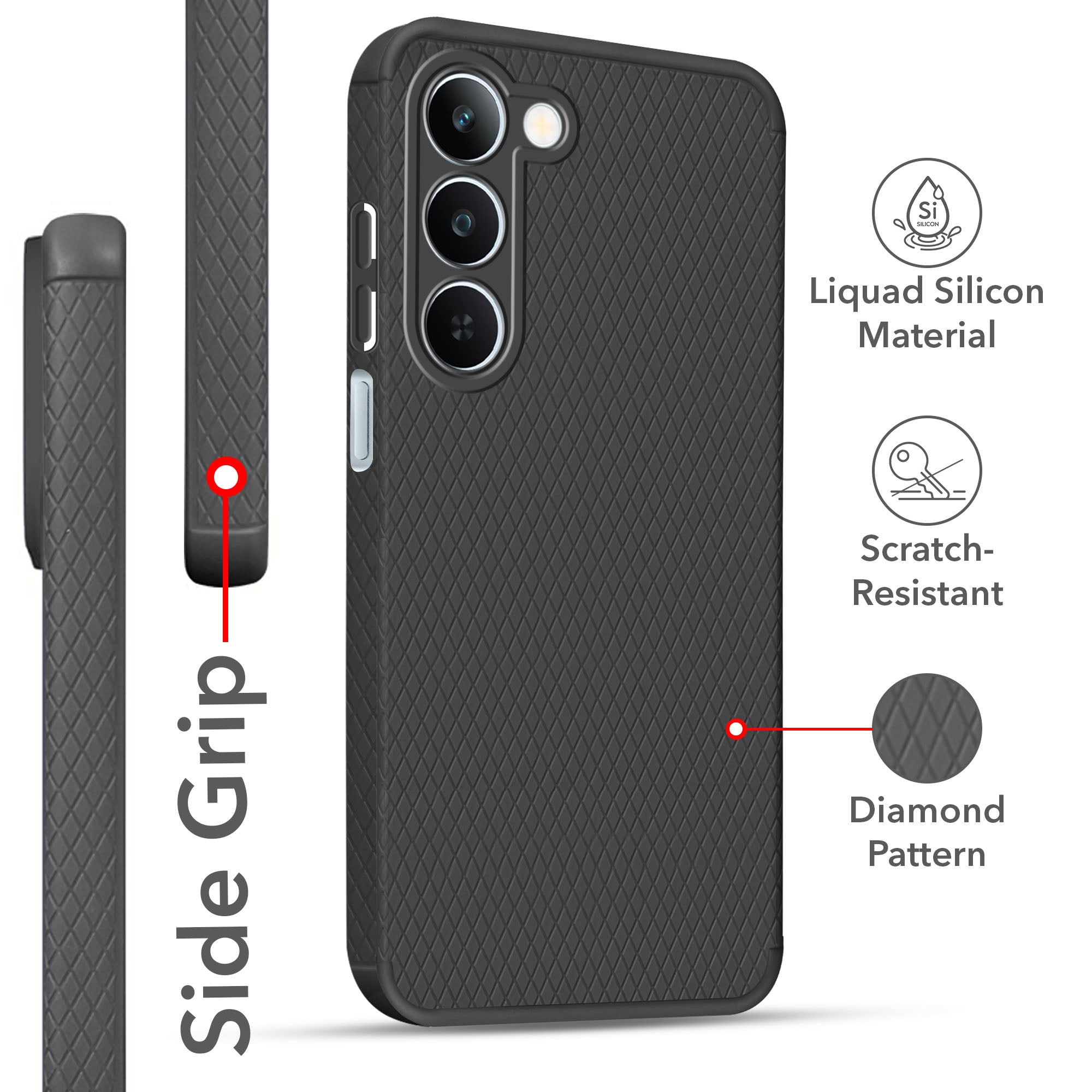 For Realme P4 Lite 5G | Realme Narzo 100 Lite 5G Back Cover Case Liquid Silicone (Camera Protection | Side Grip Texture | Soft and Flexible)