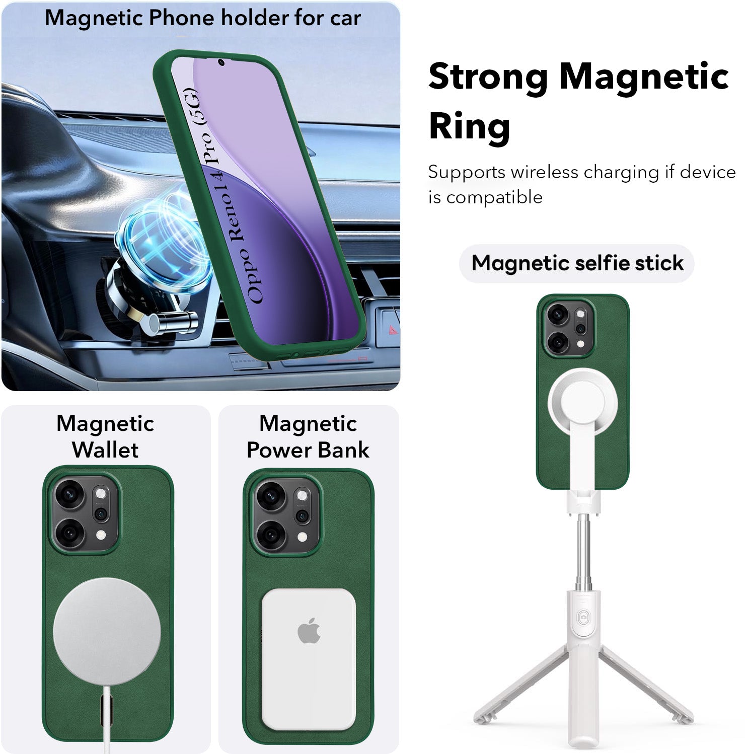 For Oppo Reno14 Pro 5G | Oppo Reno 14 Pro 5G Back Cover Case Leather Finish (MagSafe Compatible Wireless Charging | Soft Touch | Camera Bump Protection)