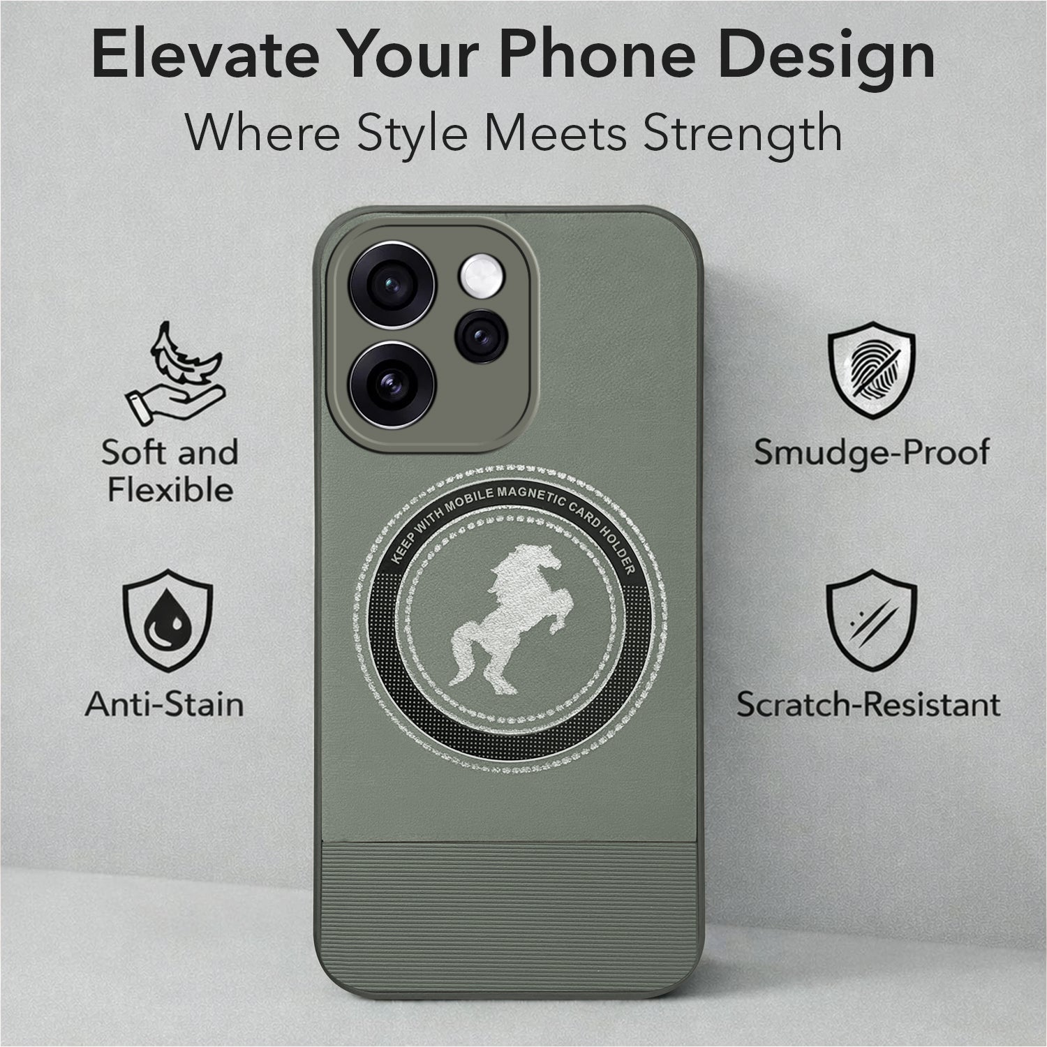 For Oppo Reno15 Pro Mini 5G | Oppo Reno 15 Pro Mini 5G Back Cover Case PU Leather Finish (Professional Minimalist Texture | MagSafe Compatile | Camera Protection | Sleek Sober Formal)