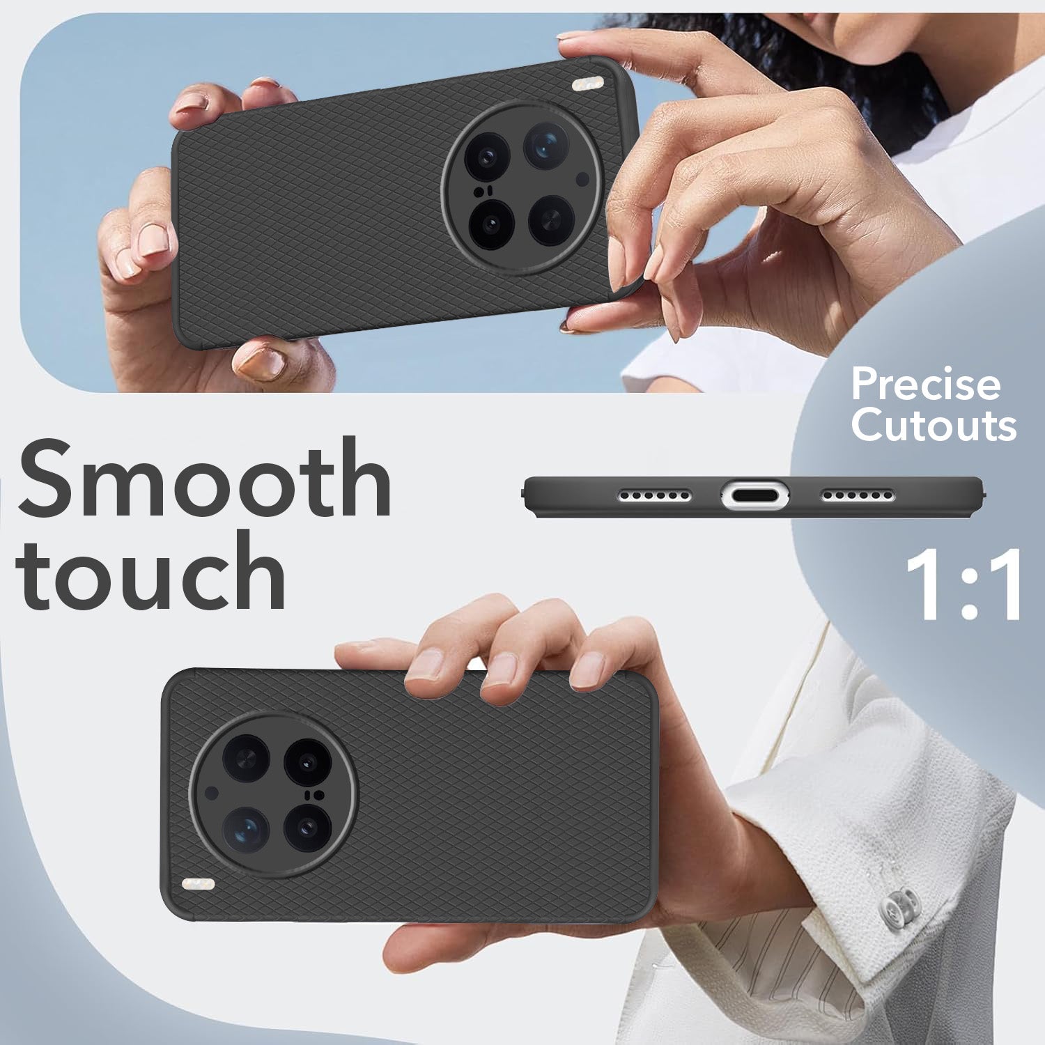 For Vivo X300 Pro Back Cover Case Liquid Silicone (Camera Protection | Side Grip Texture | Soft and Flexible)