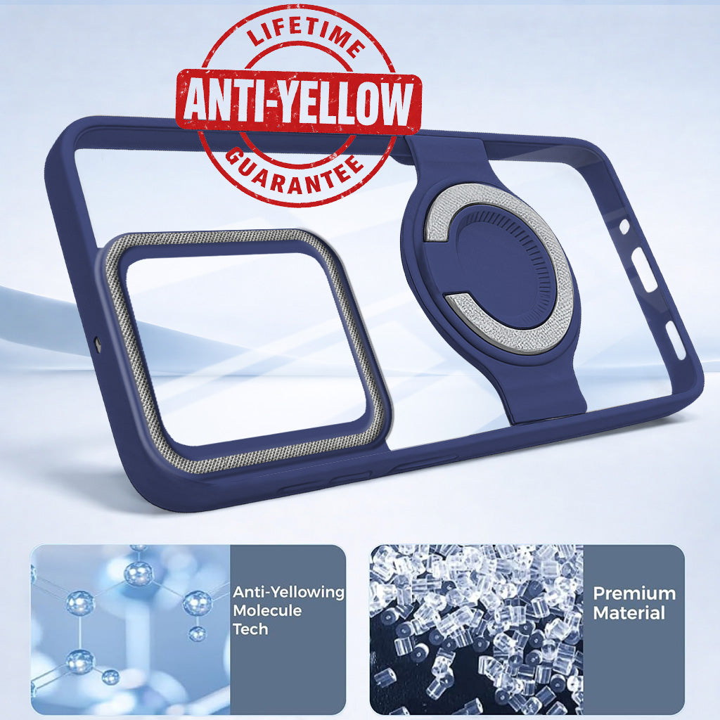 For Realme 15 Back Cover Case with stand (Built-in Ring Holder Kickstand | Lifetime Anti Yellow | Camera Protection)