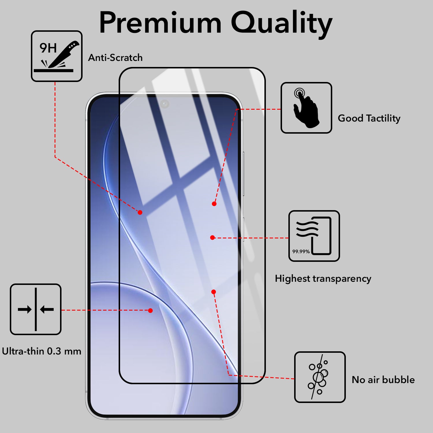 Tempered Glass For Oppo Reno15 Pro 5G | Oppo Reno 15 Pro 5G Military-Grade Gorilla Screen Protector With Installation Kit | Shatterproof, Full Coverage, HD Clear, Scratch Resistant (Pack of 1)