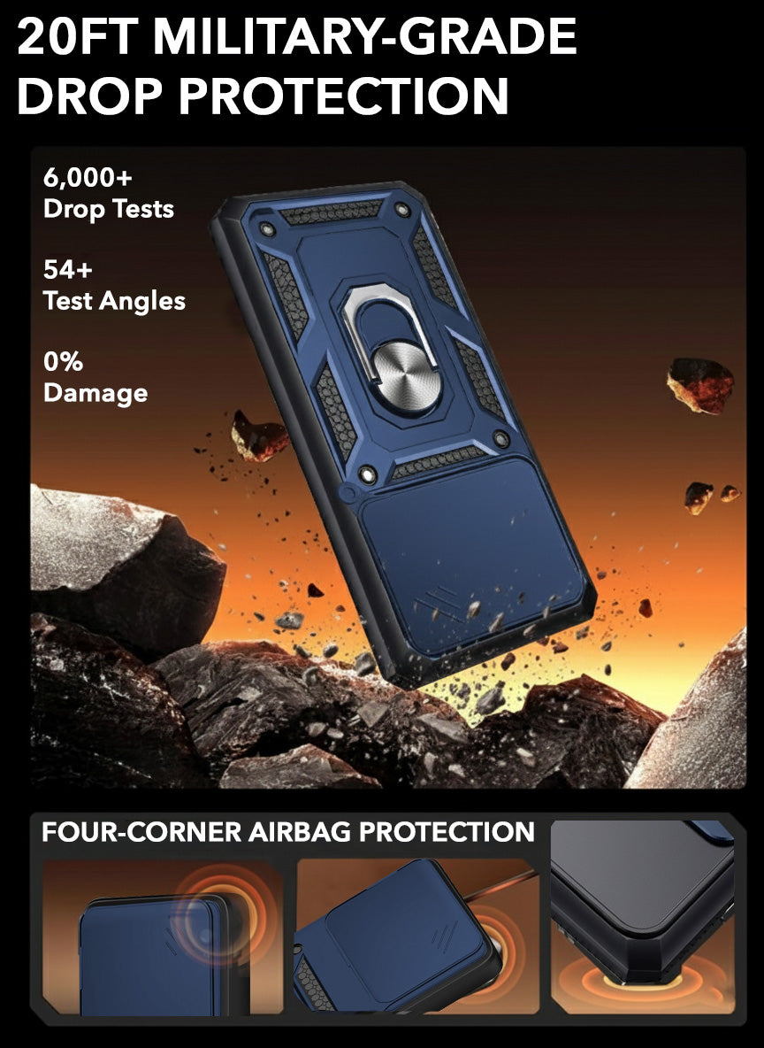For Redmi note 15 | Redmi note 15 SE (5G) Back Cover Case Hybrid Armor (Sliding Shutter Camera Protection | Polycarbonate |Ring Holder Kickstand)