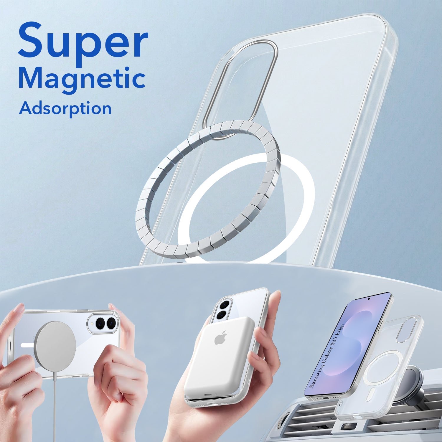 For Samsung Galaxy S25 Edge Back Cover Case Lifetime Anti-Yellow MagSafe Compatible Clear (Sleek Hard Crystal | Shockproof and Camera Protection)