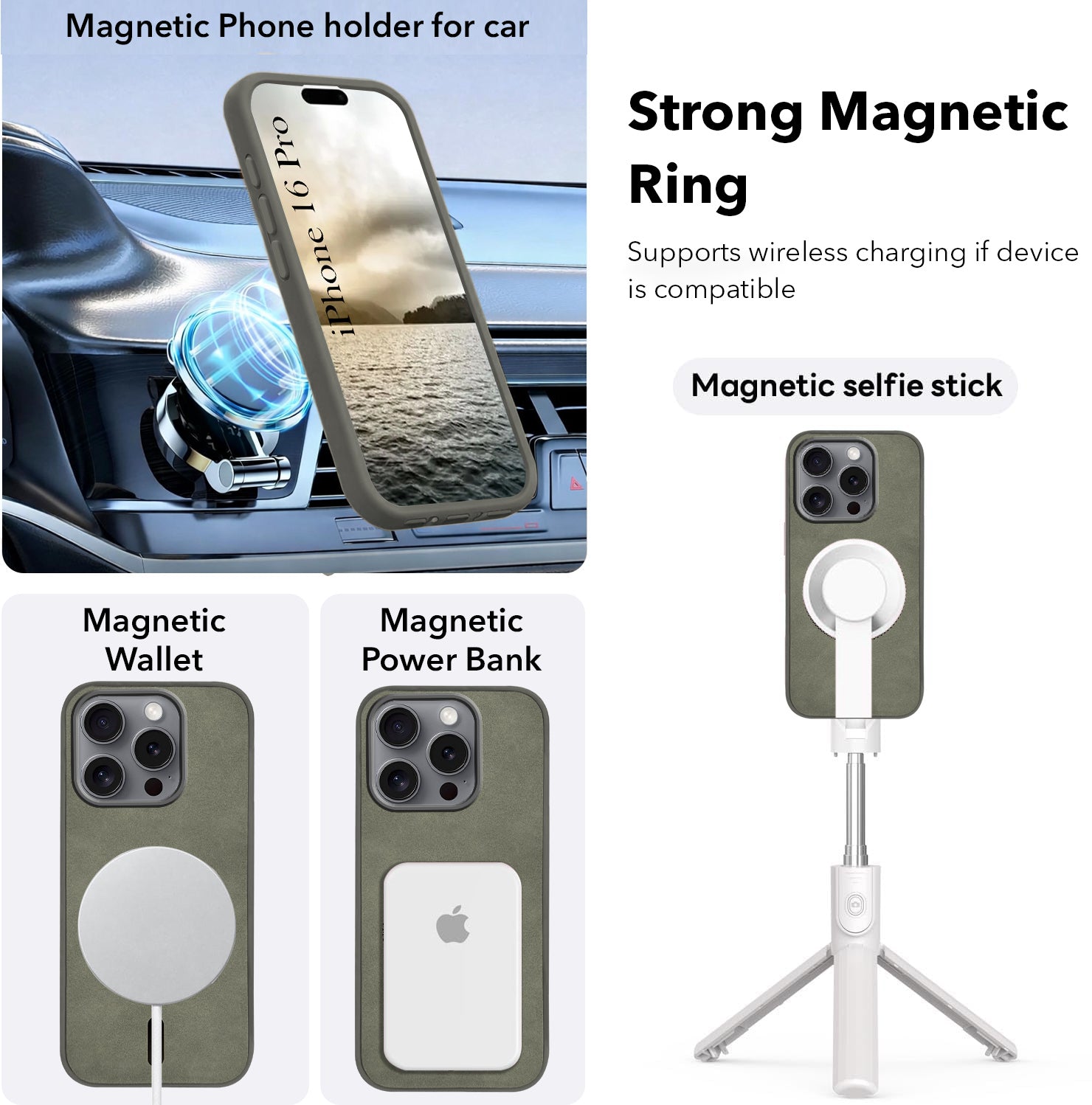 For Apple iPhone 16 Pro Back Cover Case (Sleek Leather Finish | MagSafe Compatible Wireless Charging | Camera Bump Protection)