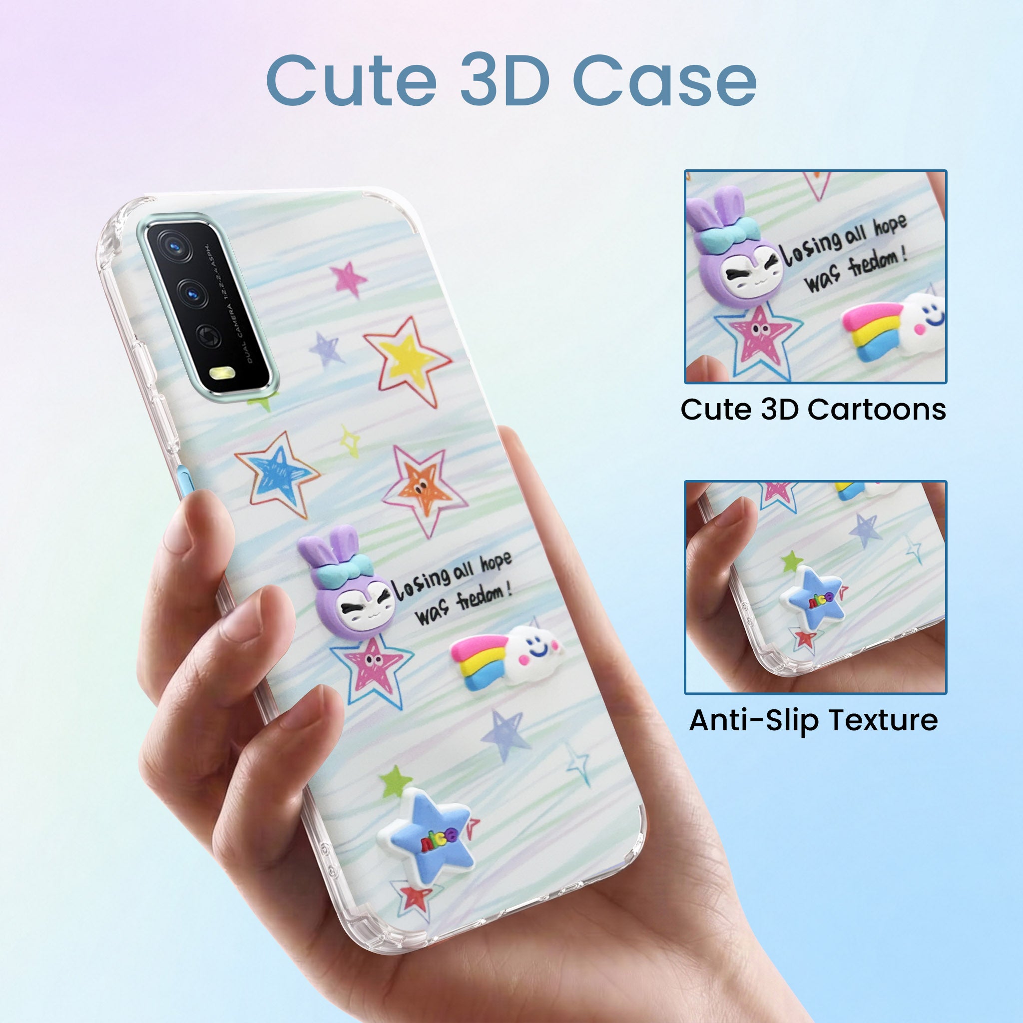 For Vivo Y12s | Y11s | Y12G Back Cover Case (3D Cute Cartoons | Hard Back Side Soft | Matte Premium Finish | HD Printing)