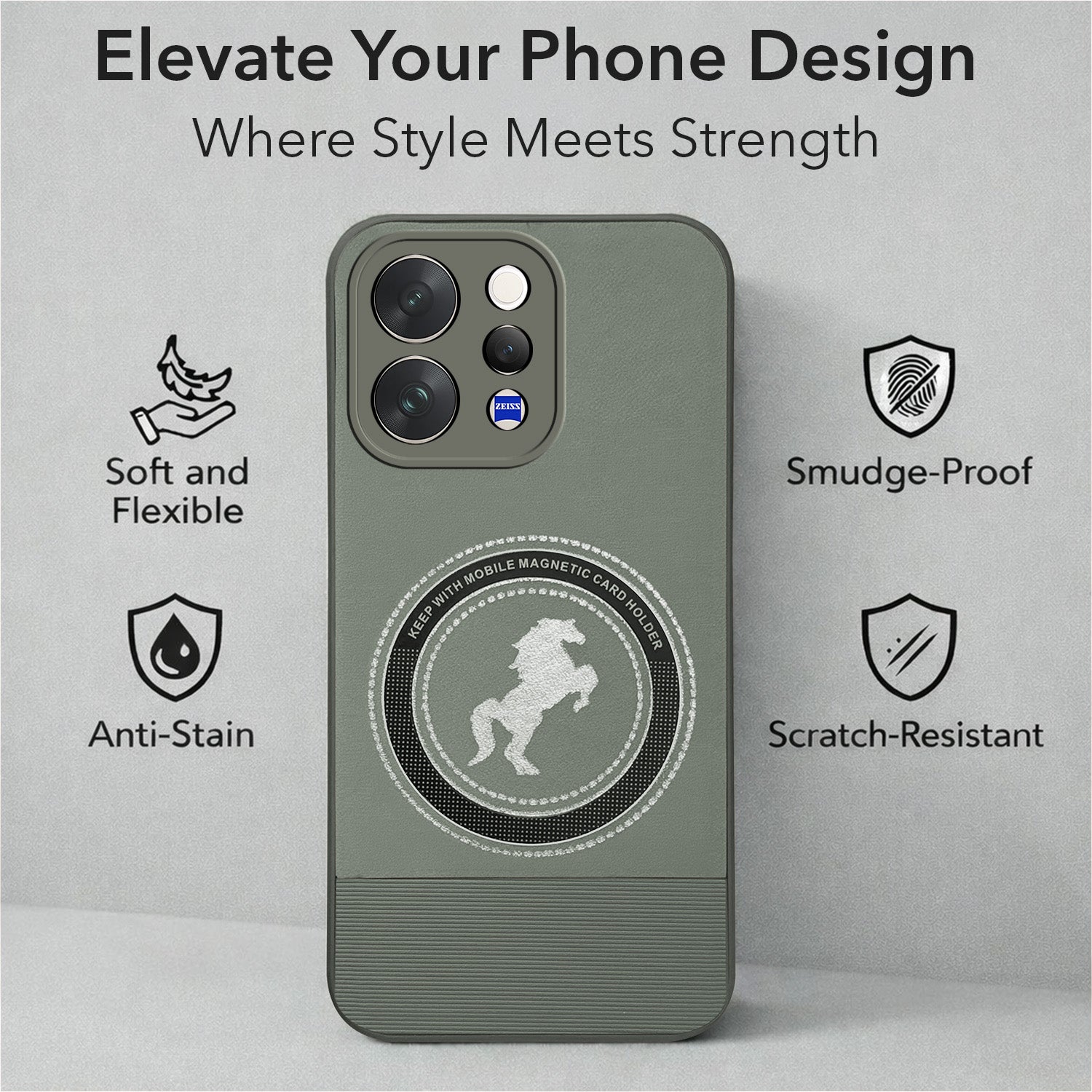 For Vivo V70 | Vivo V70 Elite 5G Back Cover Case PU Leather Finish (Professional Minimalist Texture | MagSafe Compatile | Camera Protection | Sleek Sober Formal)