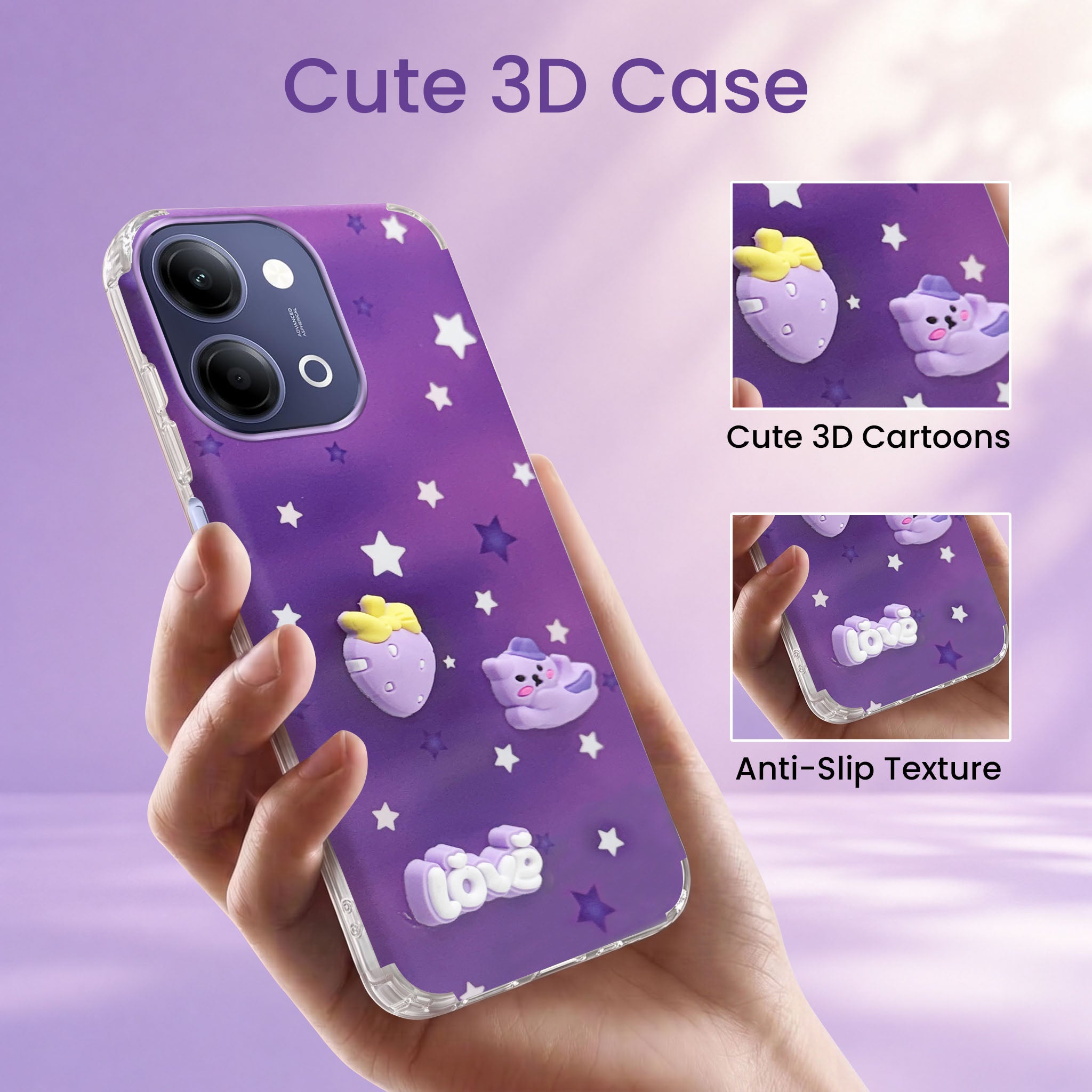 For Vivo iQOO Z11 Lite Back Cover Case (3D Cute Cartoons | Hard Back Side Soft | Matte Premium Finish | HD Printing)