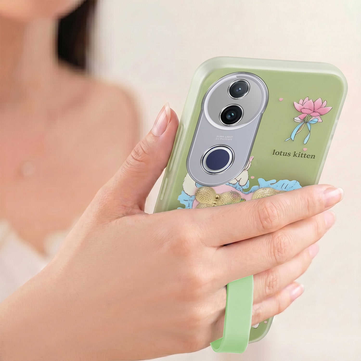 For Vivo T4R  Back Cover Case (3D Cute Heart Strap Holder | Camera Protection | Designer Girls Print)
