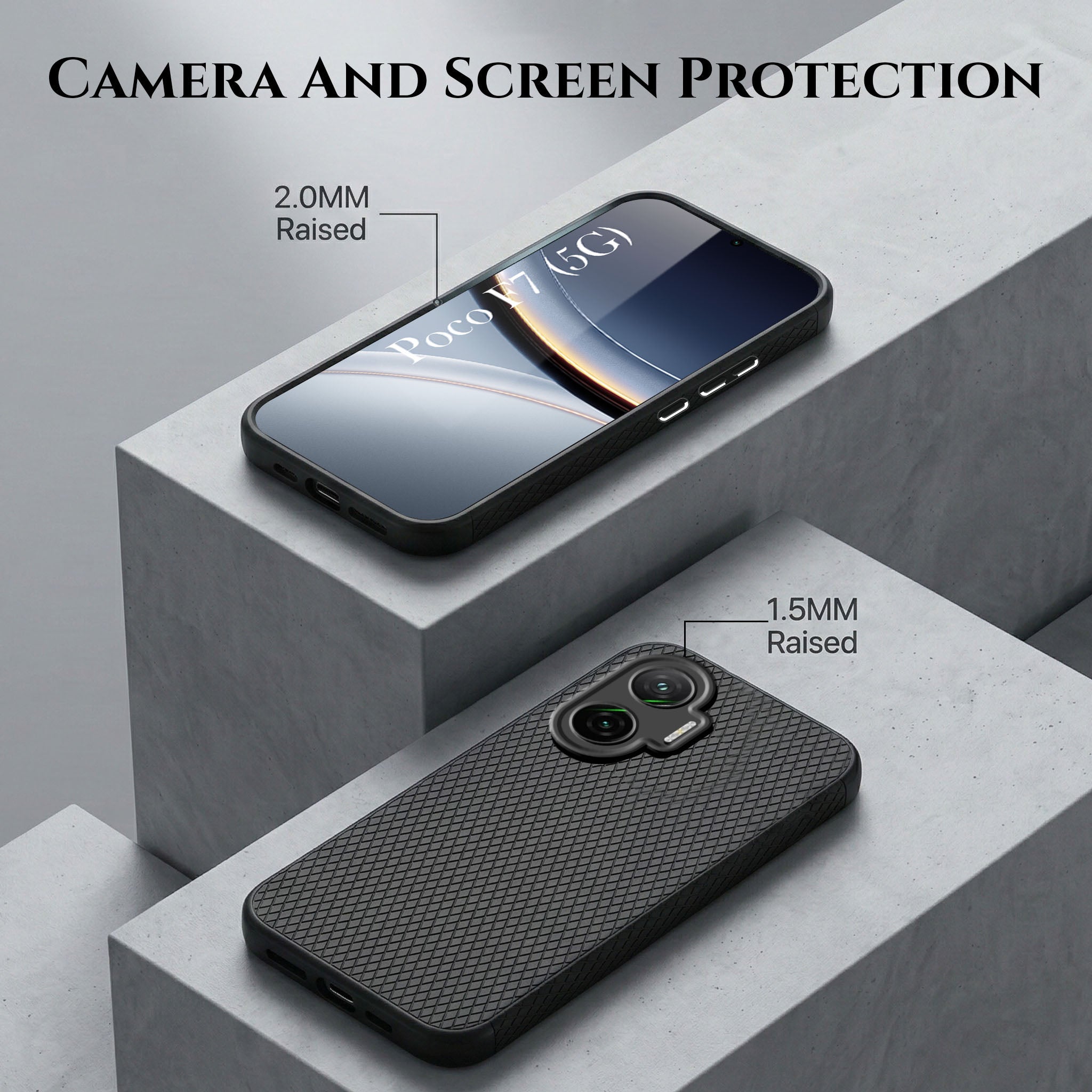 For Xiaomi Poco F7 5G Combo with Back Cover and 9H Tempered Glass (Liquid Silicone | Camera Protection | Oleophobic Coating Screen Glass)