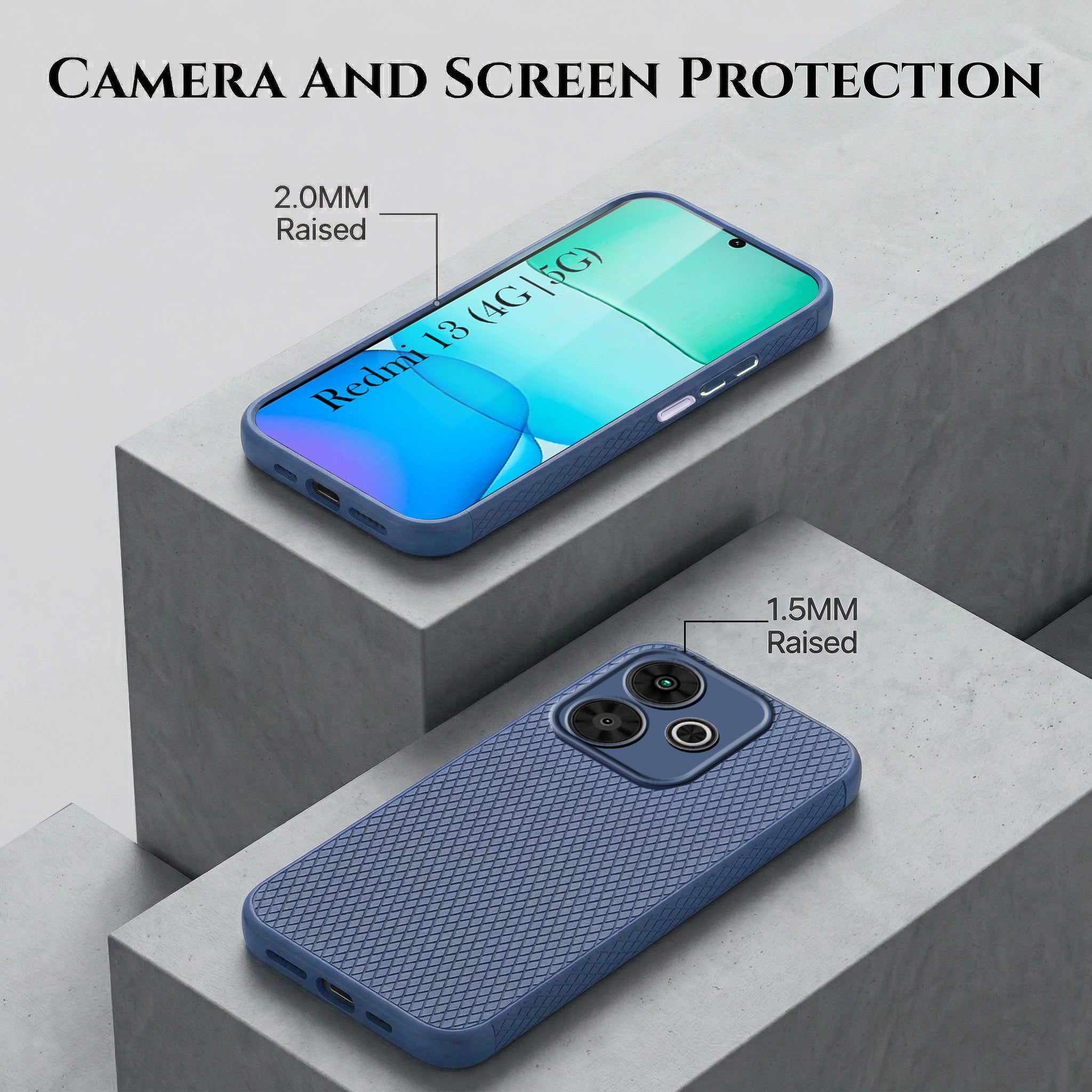 For Xiaomi Mi Redmi 13 4G | 5G Combo with Back Cover and 9H Tempered Glass (Liquid Silicone | Camera Protection | Oleophobic Coating Screen Glass)
