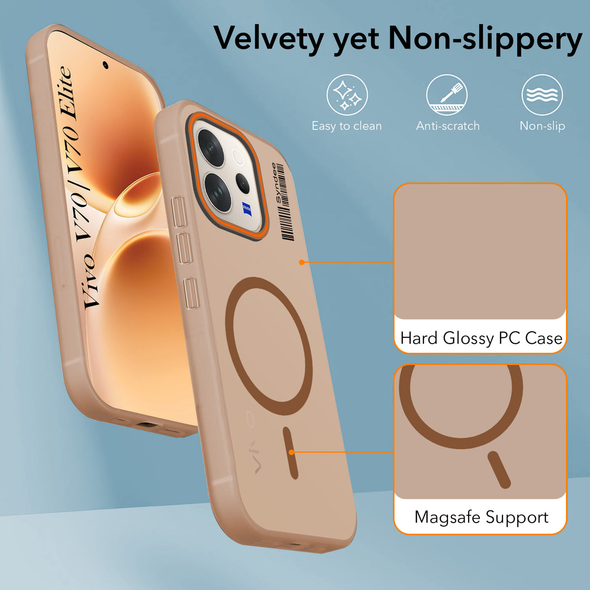For Vivo V70 | Vivo V70 Elite 5G Back Cover Case (Soft Touch | Camera Bump Protection | MagSafe Compatible | Matte Finish)