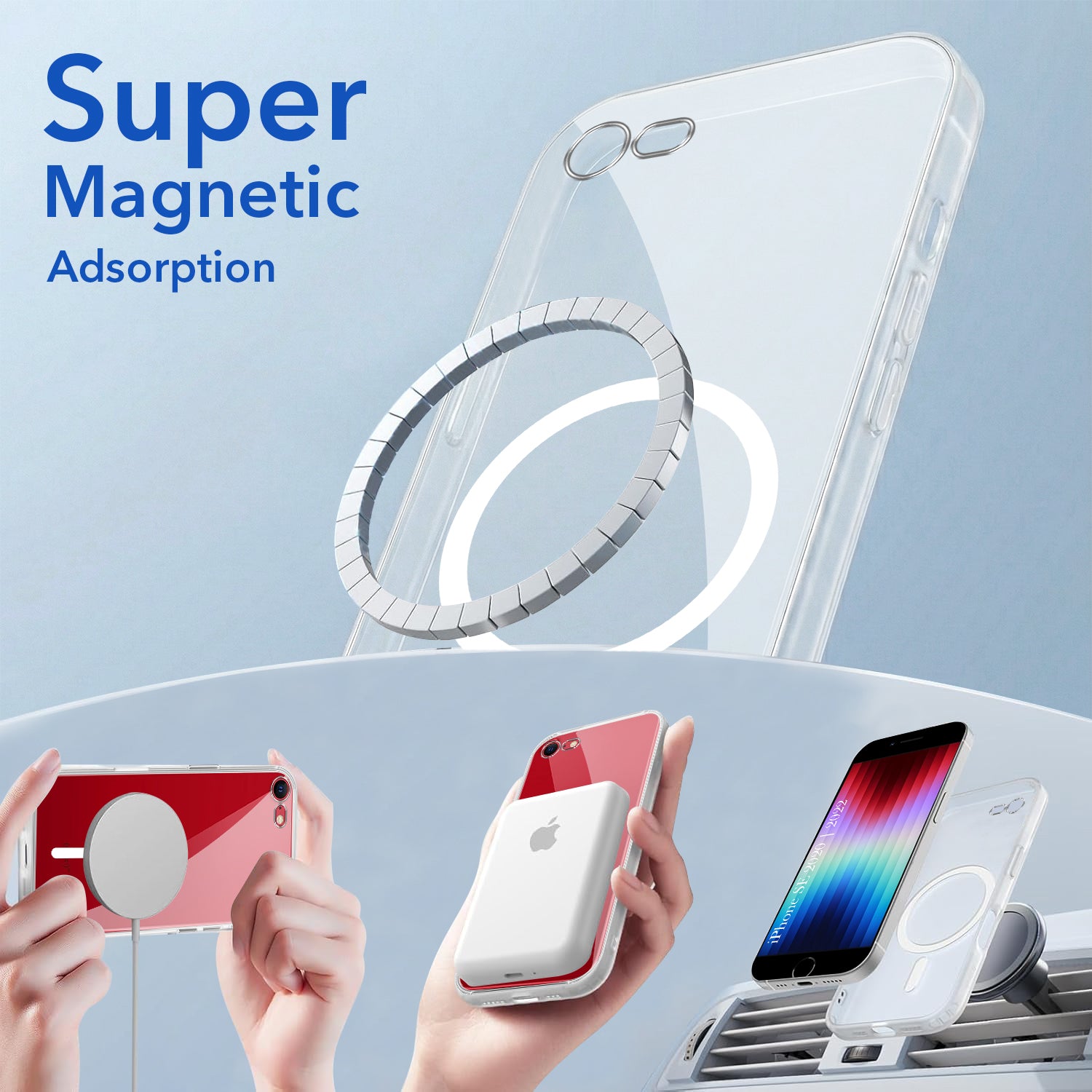 For iPhone SE 2020 | SE 2022 Back Cover Case Lifetime Anti-Yellow MagSafe Compatible Clear (Sleek Hard Crystal | Shockproof and Camera Protection)