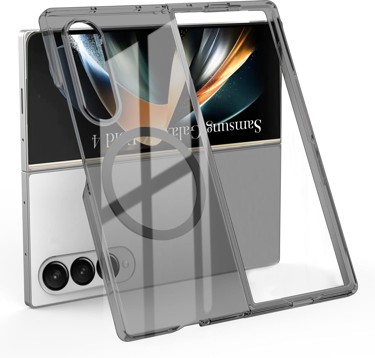 For Samsung Galaxy Z Fold 4 Back Cover Case Lifetime Anti-Yellow Clear (Magnetic Charging Support | Sleek Hard Crystal | Shockproof and Camera Protection)