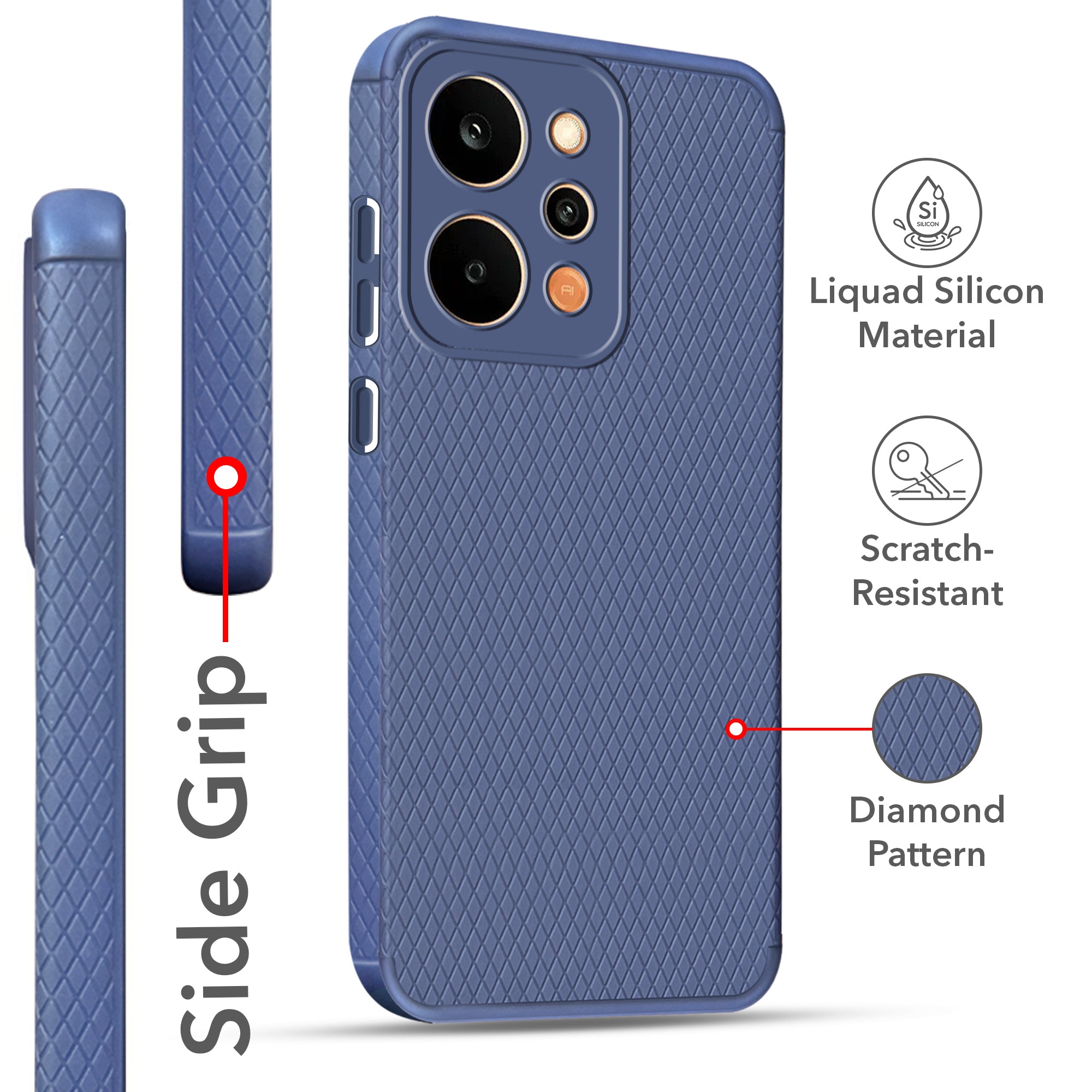 For Realme P4 Power 5G | Realme Narzo Power Back Cover Case Liquid Silicone (Camera Protection | Side Grip Texture | Soft and Flexible)