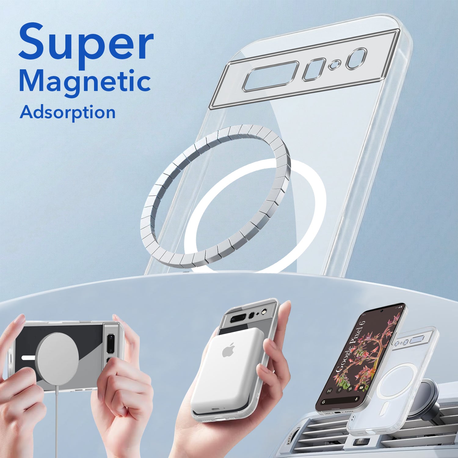 For Google Pixel 6 Back Cover Shockproof Crystal-Clear (MagSafe Wireless Support | Drop & Camera Protection | Hard Polycarbonate)