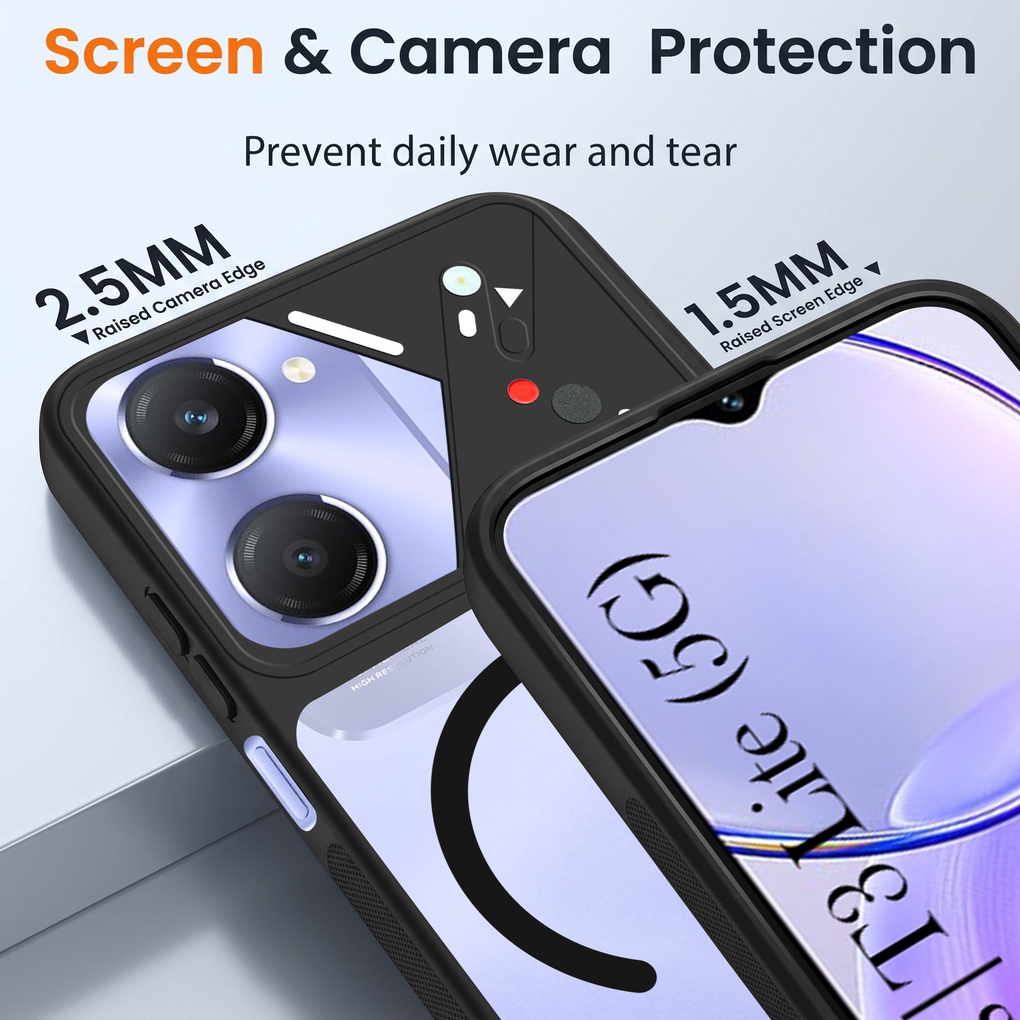 For Vivo Y28s 5G | Vivo T3 Lite 5G Back Cover Case Lifetime Anti-Yellow Clear (Camera Protection | Side Grip | Wireless MagSafe Compatible)