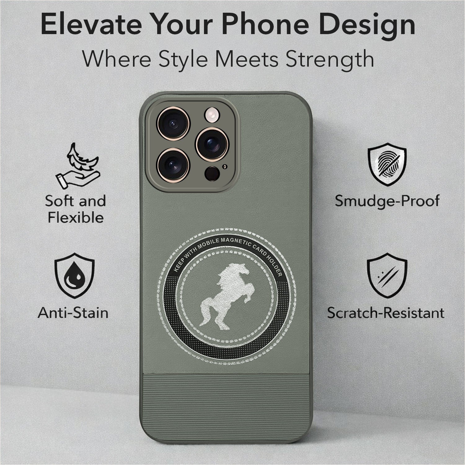 For Apple iPhone 16 Pro Back Cover Case PU Leather Finish (Professional Minimalist Texture | MagSafe Compatile | Camera Protection | Sleek Sober Formal)