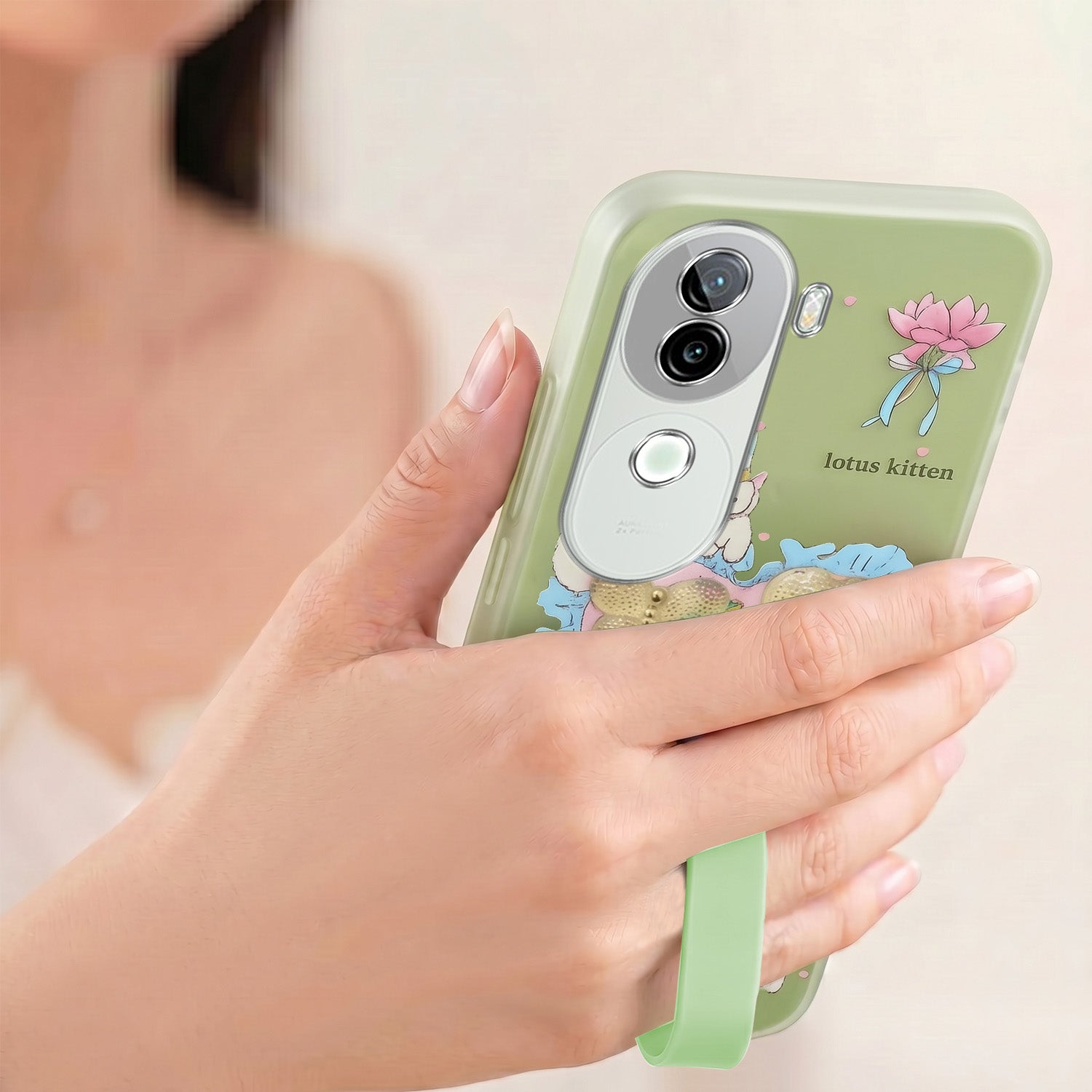 For Vivo iQOO Z9s Back Cover Case (3D Cute Heart Strap Holder | Camera Protection | Designer Girls Print)