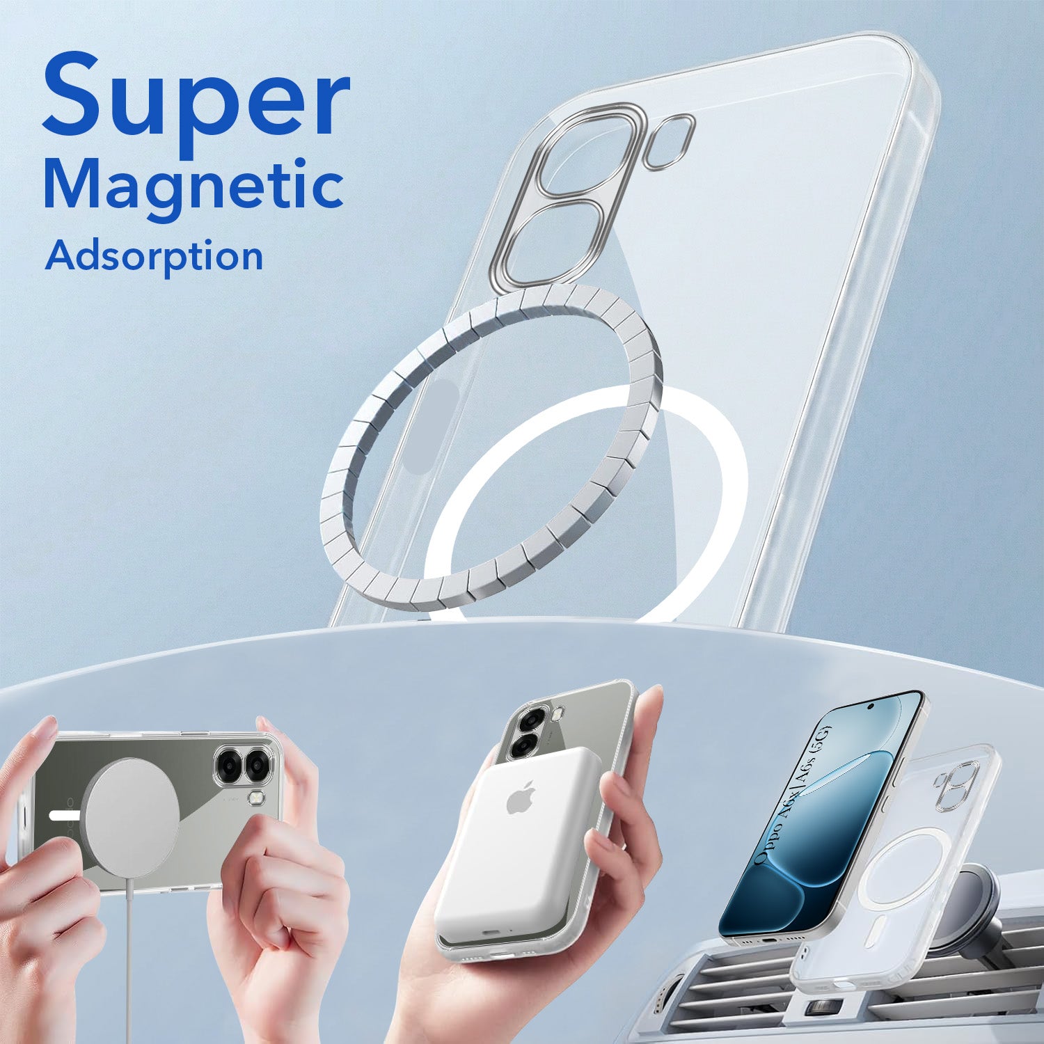 For Oppo A6X | Oppo A6S Back Cover Case (Built-in Stand | Lifetime Anti Yellow | Kickstand Shockproof | Camera Protection | MagSafe Compatible)