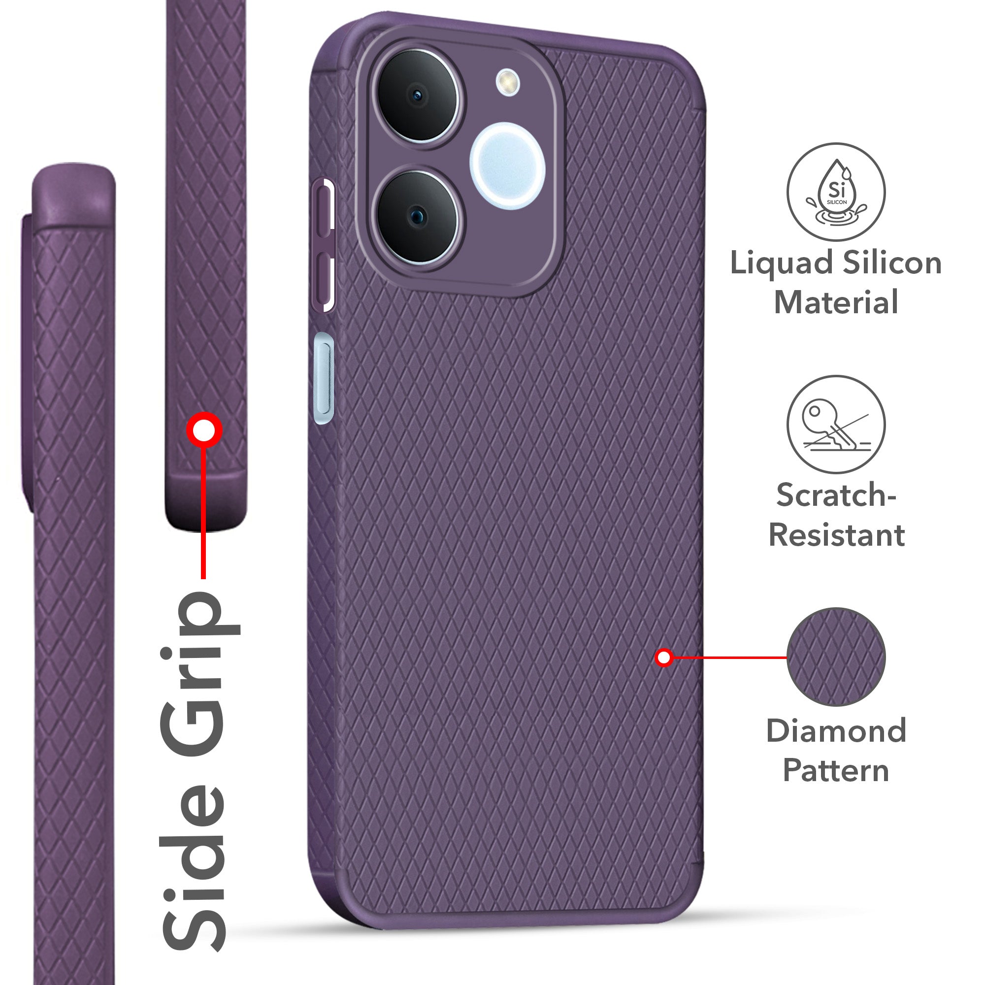 For Realme C71 Back Cover Case Liquid Silicone (Camera Protection | Side Grip Texture | Soft and Flexible)