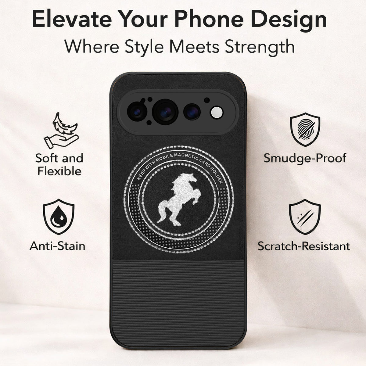 For Google Pixel 11 Pro Back Cover Case PU Leather Finish (Professional Minimalist Texture | MagSafe Compatile | Camera Protection | Sleek Sober Formal)