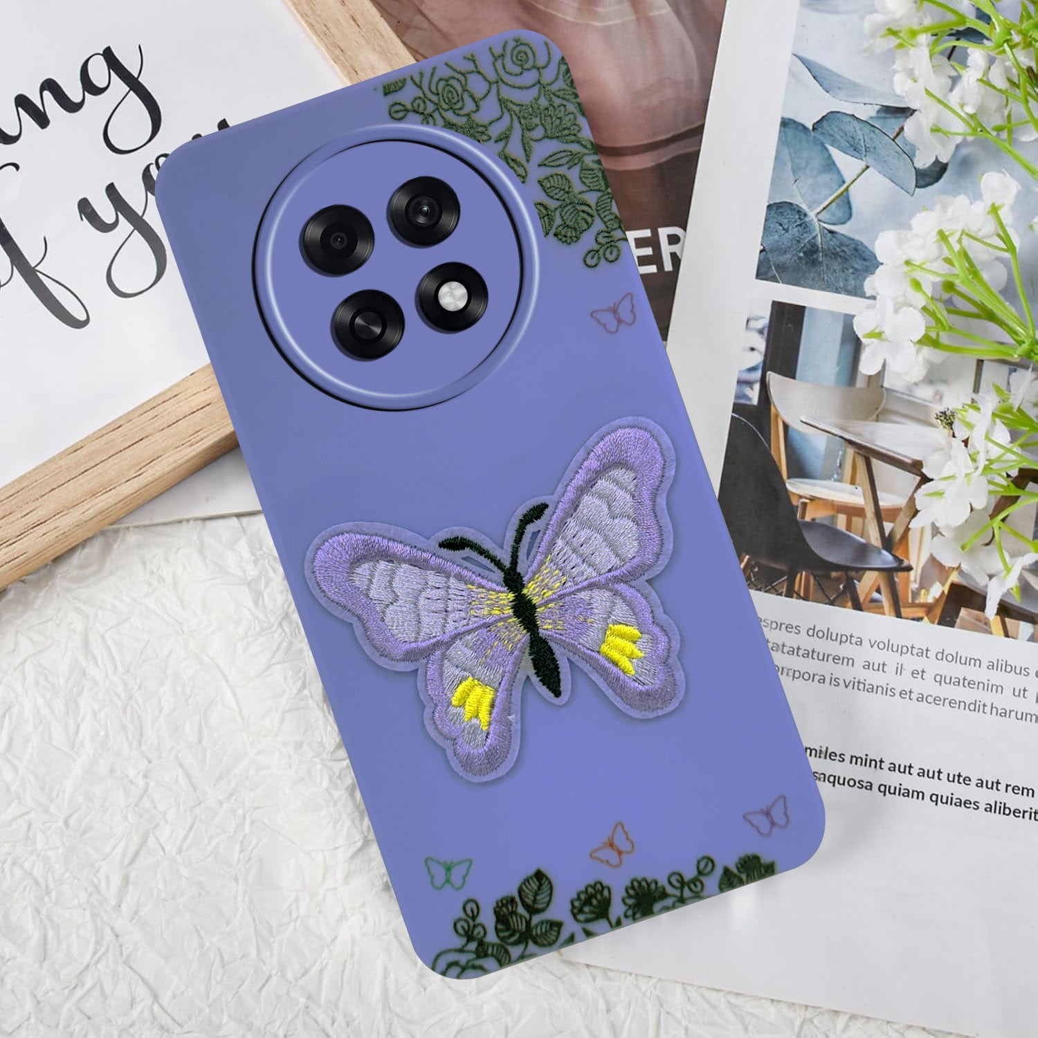 For Oppo F31 Pro Plus Back Cover Case (Soft Butterfly Embroidery | Women Teen Girls | Camera Protection| Matte Silicone)